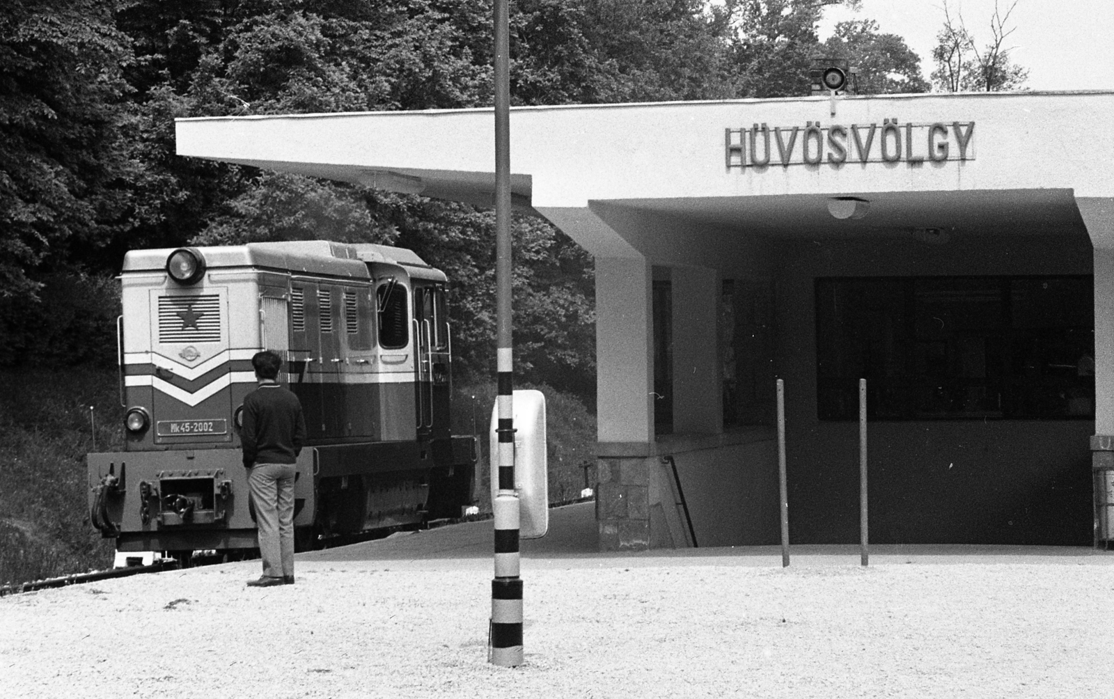 Magyarország, Hűvösvölgy, Budapest II., a Gyermekvasút (Úttörővasút) végállomása., 1973, Urbán Tamás, Gyermekvasút, Budapest, Fortepan #88066