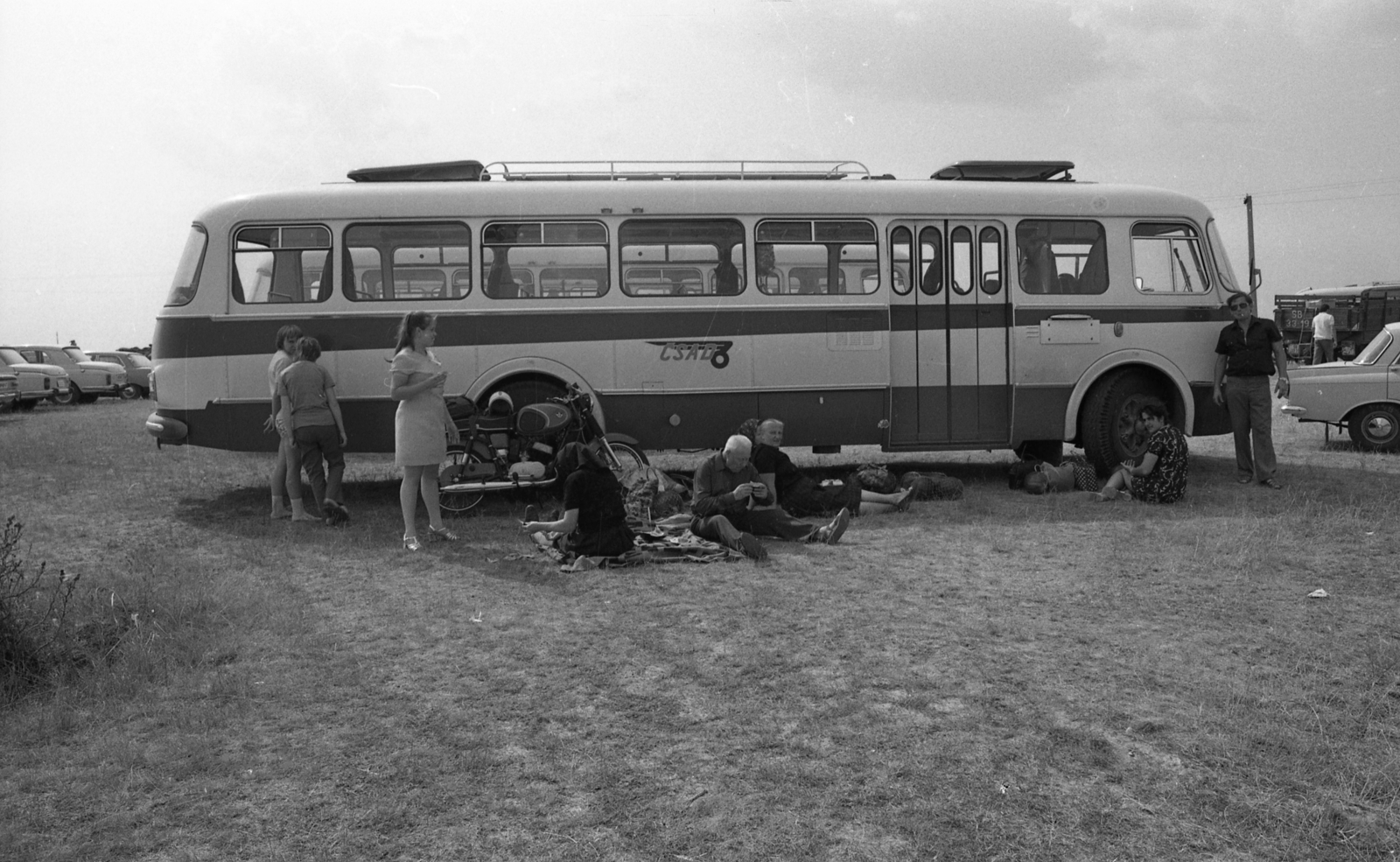 Hungary, Hortobágy, 1973, Urbán Tamás, bus, Skoda-brand, roof rack, Czechoslovak Automobile Transport-organisation, sunroof, Fortepan #88169