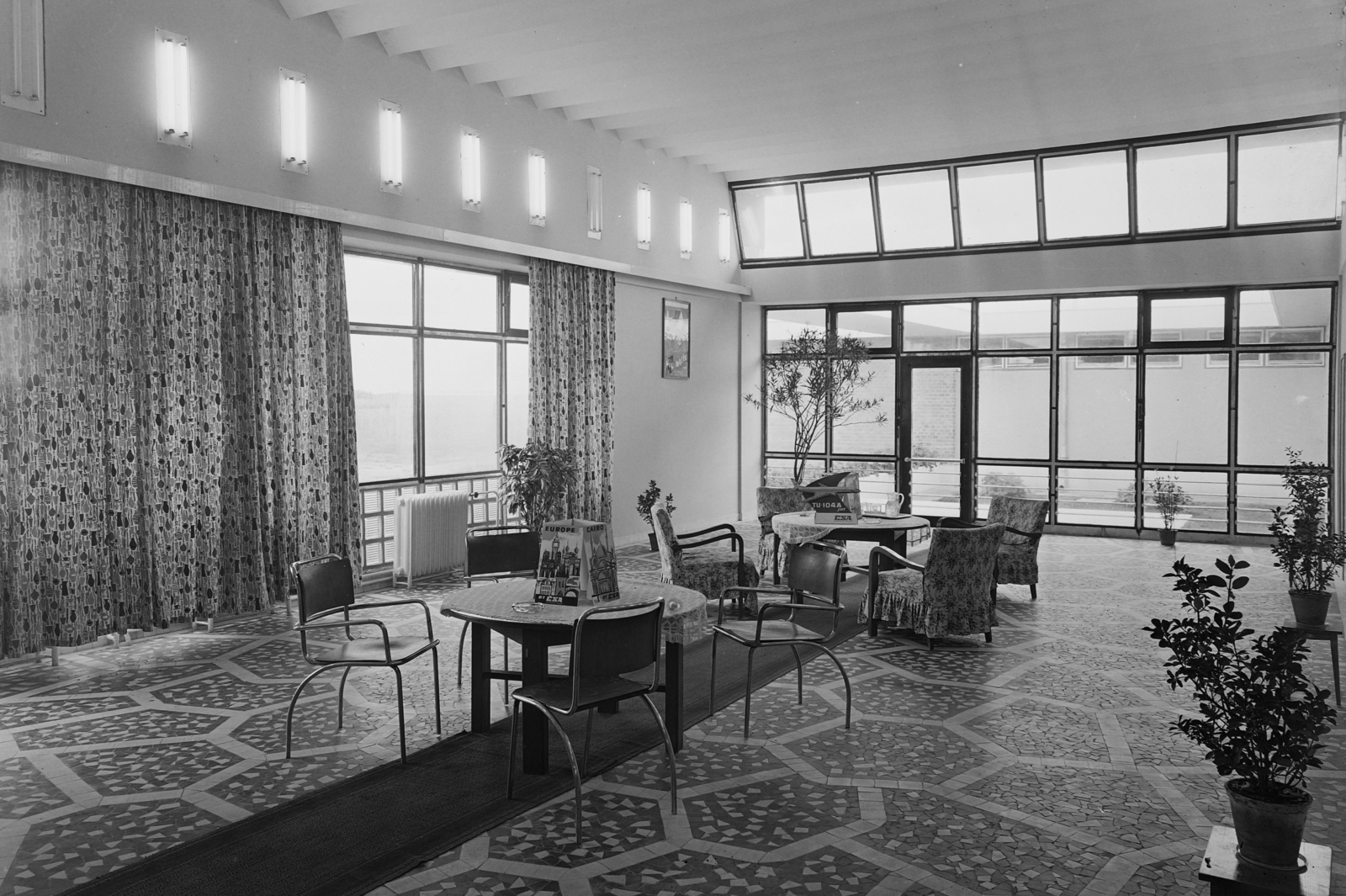 Hungary, 1960, UVATERV, interior, table, chair, arm chair, brochure, Fortepan #8817