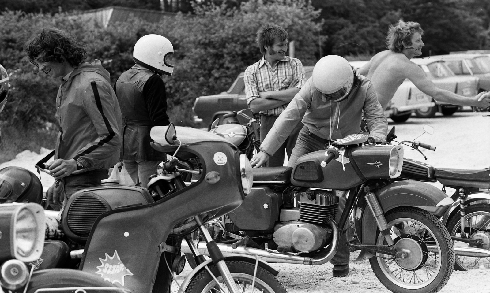 1977, Urbán Tamás, motorcycle, crash helmet, Fortepan #88652
