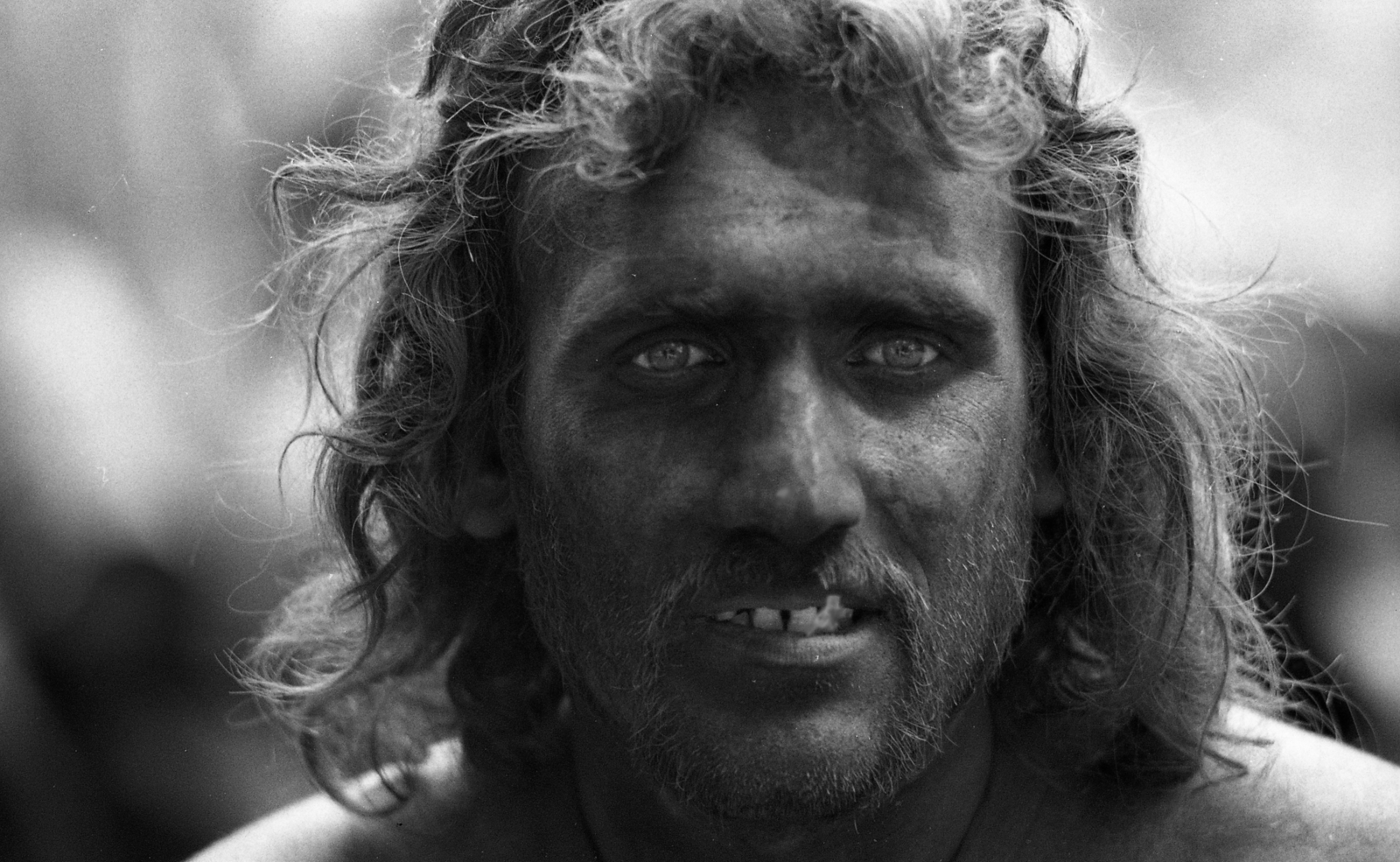 1978, Urbán Tamás, portrait, beard, face painting, long-haired, Fortepan #89095