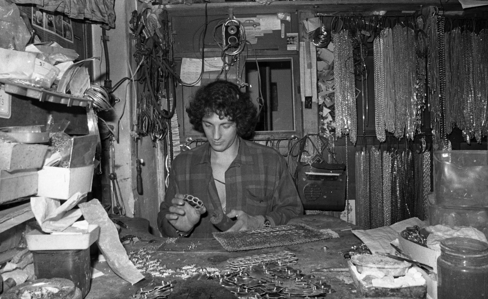 1973, Urbán Tamás, workshop, jewelry, Fortepan #89768
