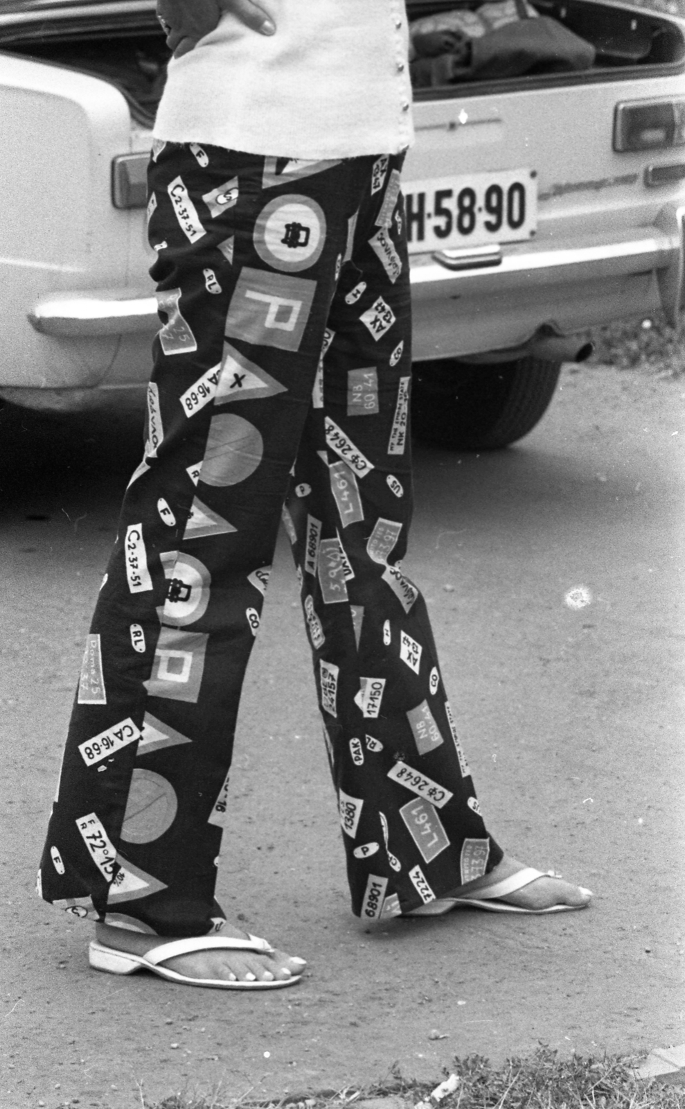 1978, Urbán Tamás, Soviet brand, Lada-brand, number plate, flared trousers, Fortepan #89848