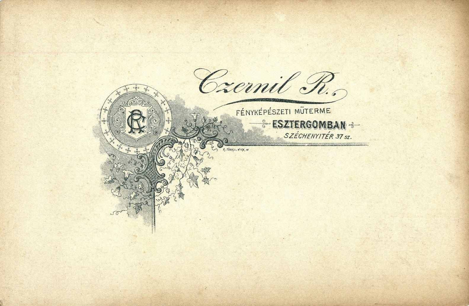 Hungary, Esztergom, Széchenyi tér 37., Czernil R. fényképészeti műterme. A felvétel 1890-ben készült., 1900, Mészöly Leonóra, studio, photographer, verso, Fortepan #90084