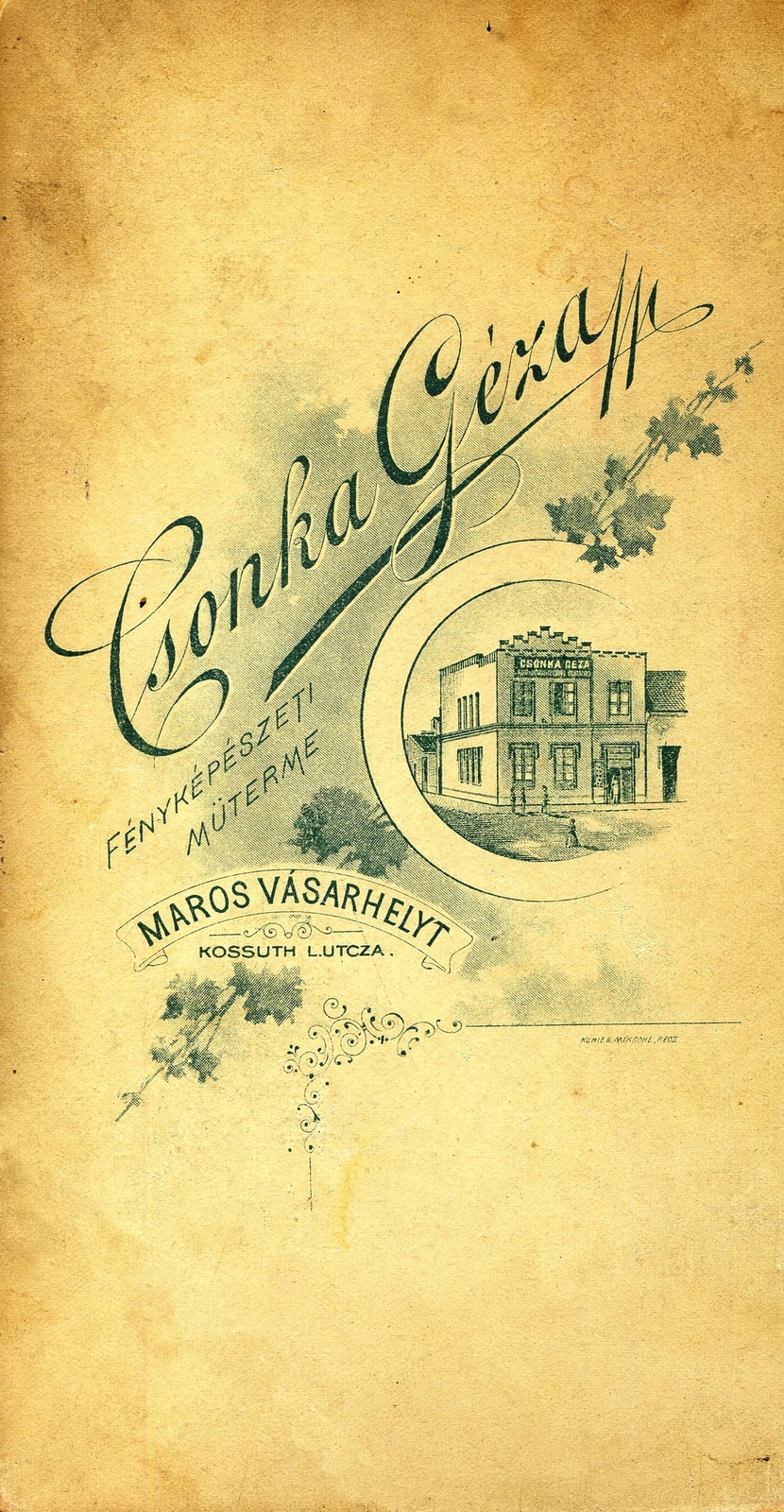 Románia,Erdély, Marosvásárhely, Kossuth Lajos utca, Csonka Géza fényképészeti műterme. A felvétel 1896-ban készült., 1900, Mészöly Leonóra, műterem, fényképész, hátlap, Fortepan #90091