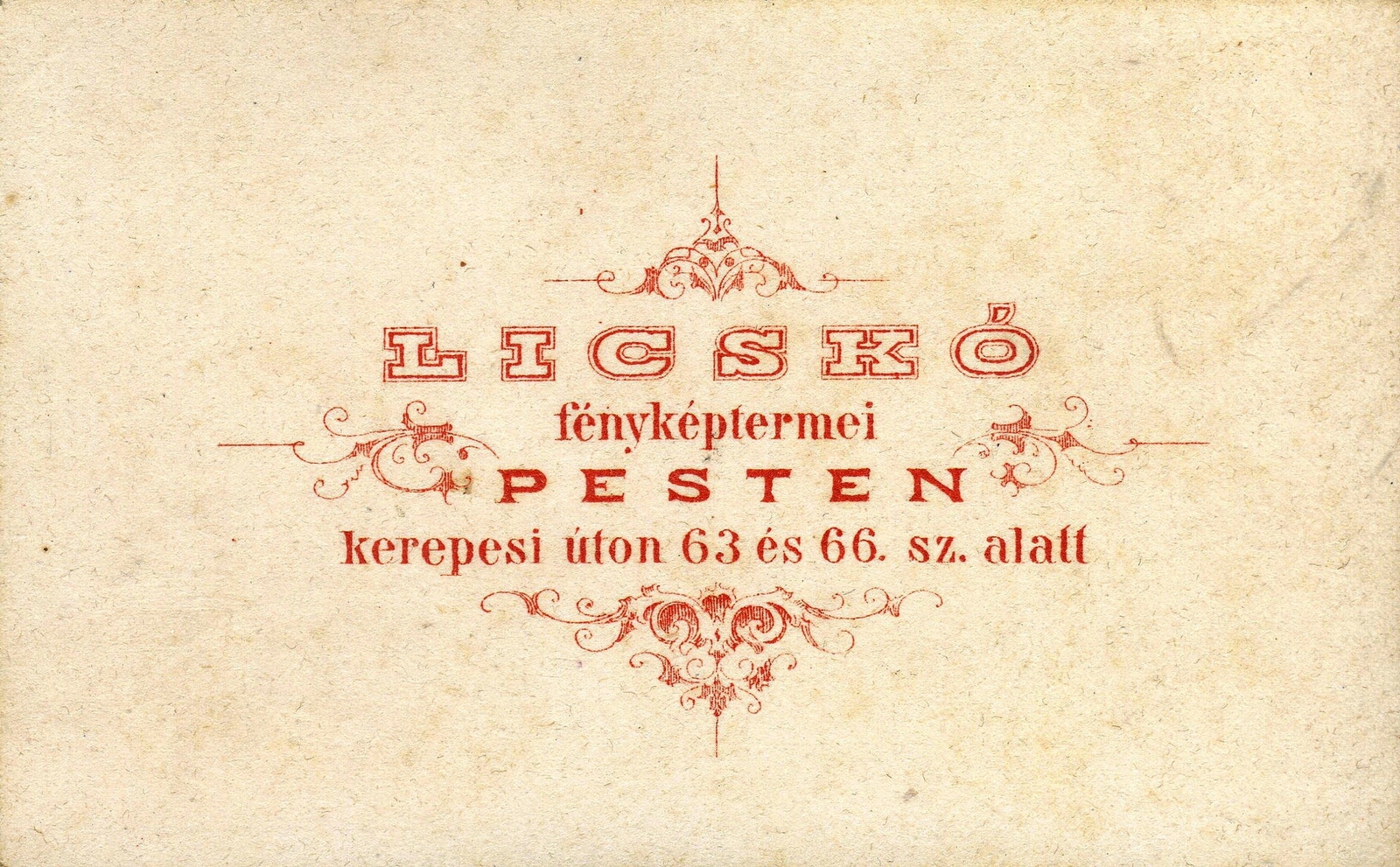 Hungary, Budapest VIII.,Budapest VII., Rákóczi (Kerepesi) út 63. és 66., Licskó fényképész. A felvétel 1860-ban készült., 1900, Mészöly Leonóra, studio, photographer, verso, Budapest, Fortepan #90137
