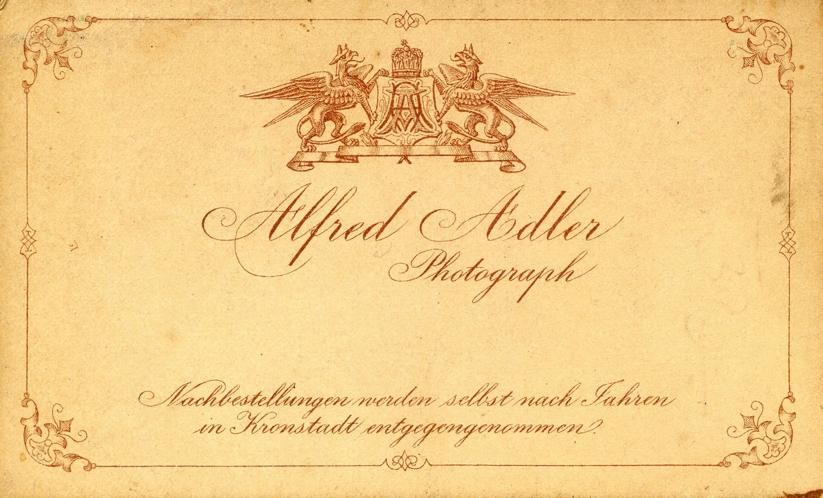Romania,Transylvania, Brașov, Alfred Adler fényképész. A felvétel 1895-ben készült., 1900, Mészöly Leonóra, studio, photographer, verso, Fortepan #90139