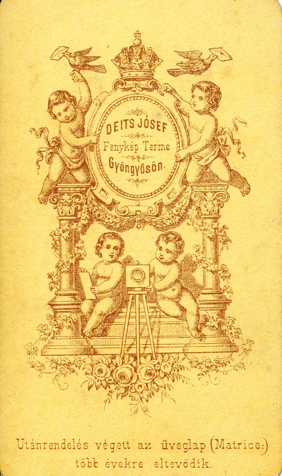 Hungary, Gyöngyös, Deits József fénykép terme. A felvétel 1865-ben készült., 1900, Mészöly Leonóra, studio, photographer, verso, Fortepan #90142