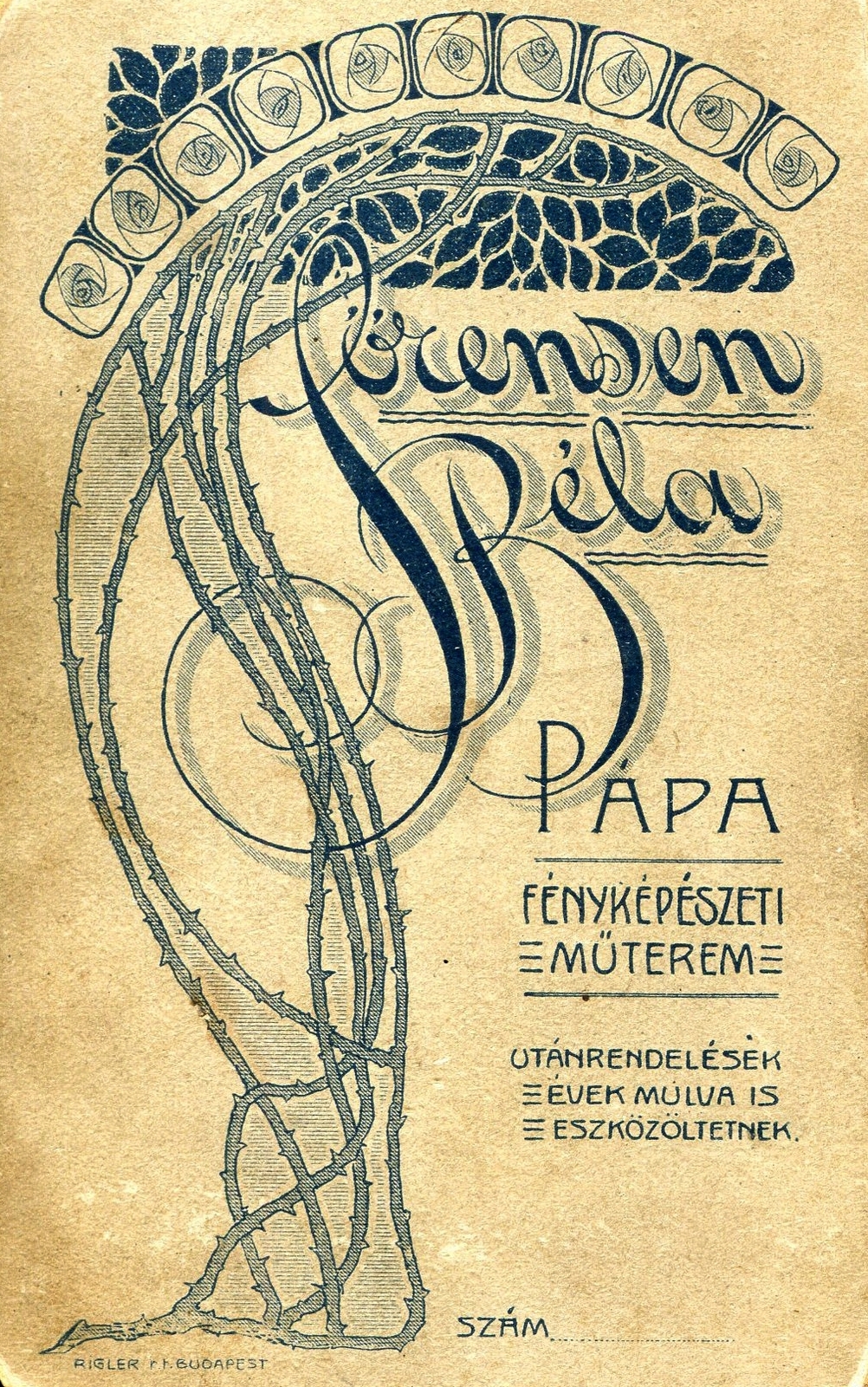 Hungary, Pápa, Sörensen Béla fényképészeti műterme., 1900, Mészöly Leonóra, studio, photographer, verso, Fortepan #90174