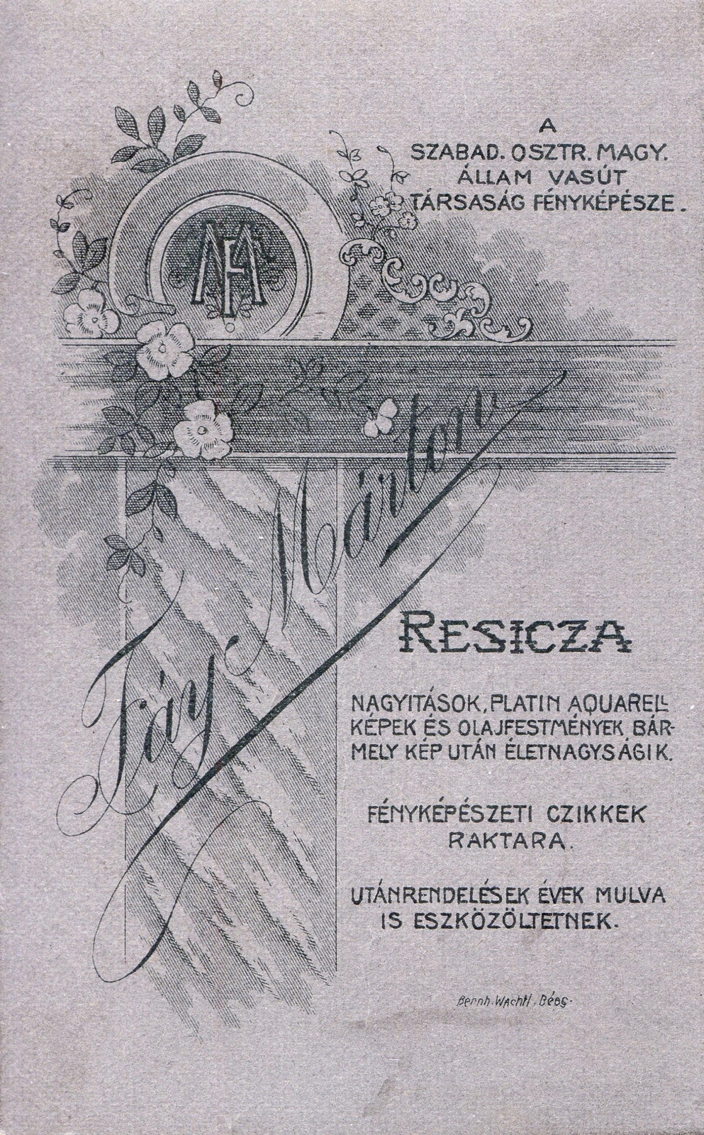 Romania,Transylvania, Reșița, Fáy Márton fényképész., 1900, Mészöly Leonóra, studio, photographer, verso, Fortepan #90199