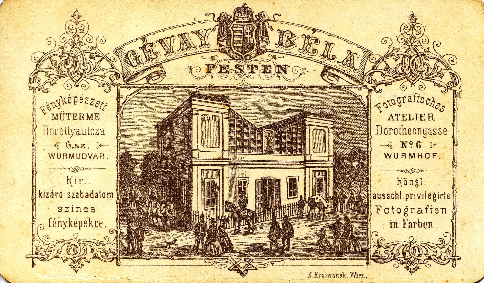 Hungary, Budapest V., Dorottya utca 6., Gévay Béla fényképész. A felvétel 1860-ban készült., 1900, Mészöly Leonóra, studio, photographer, verso, Budapest, Fortepan #90215