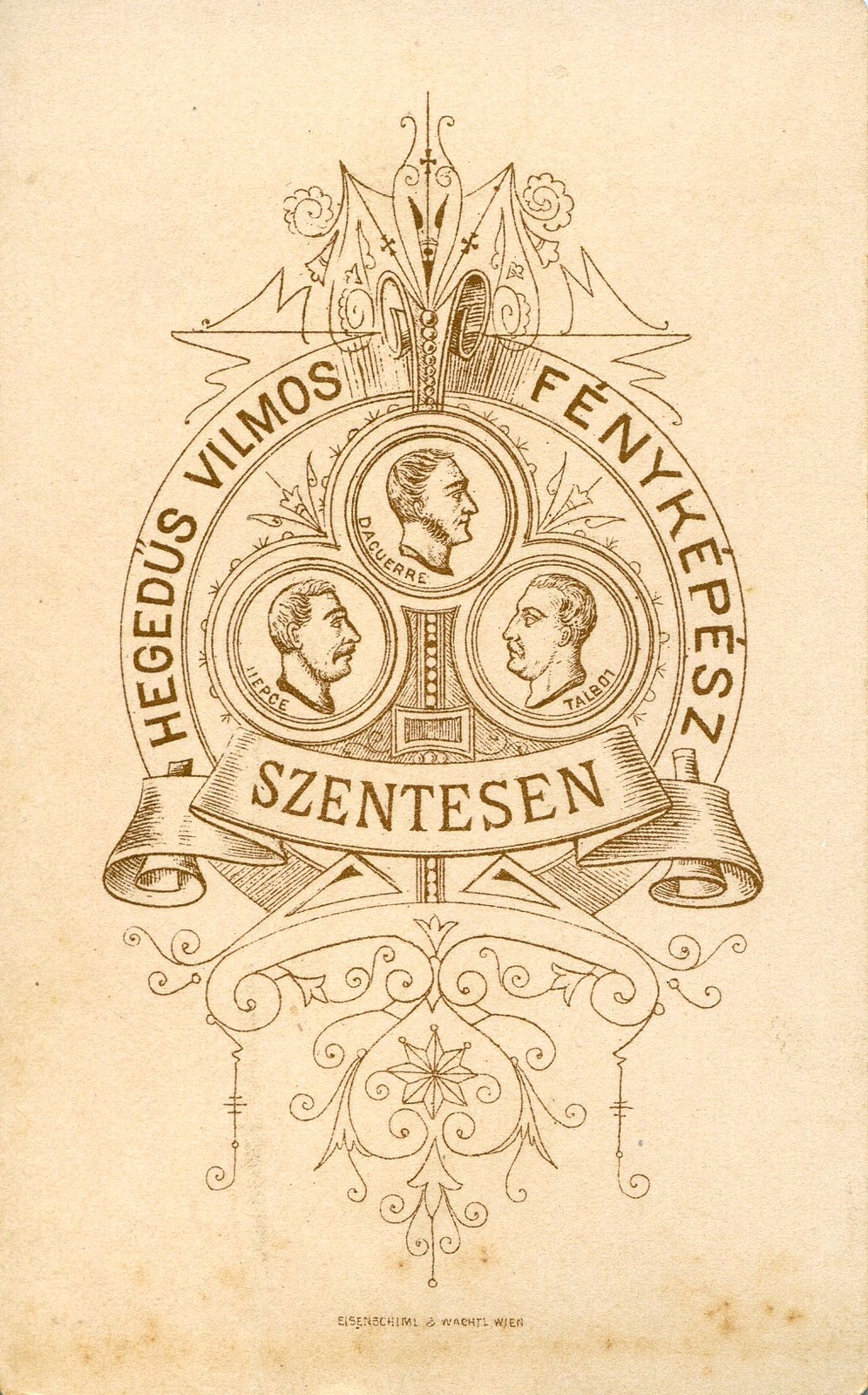 Magyarország, Szentes, Hegedűs Vilmos fényképész. A felvétel 1884-ben készült., 1900, Mészöly Leonóra, műterem, fényképész, hátlap, Fortepan #90226