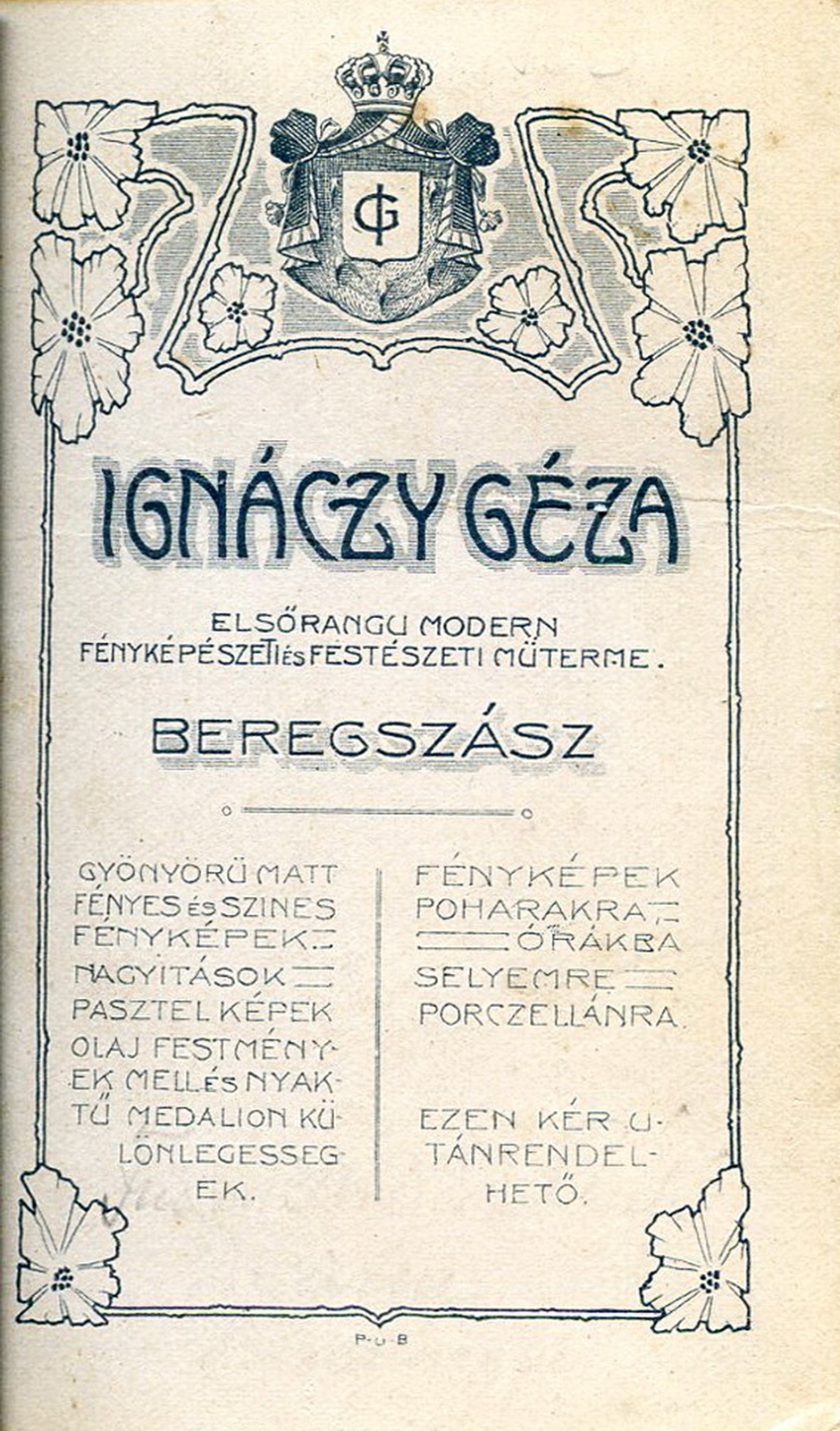 Ukrajna,Kárpátalja, Beregszász, Ignáczy Géza fényképész., 1900, Mészöly Leonóra, műterem, fényképész, hátlap, Fortepan #90235