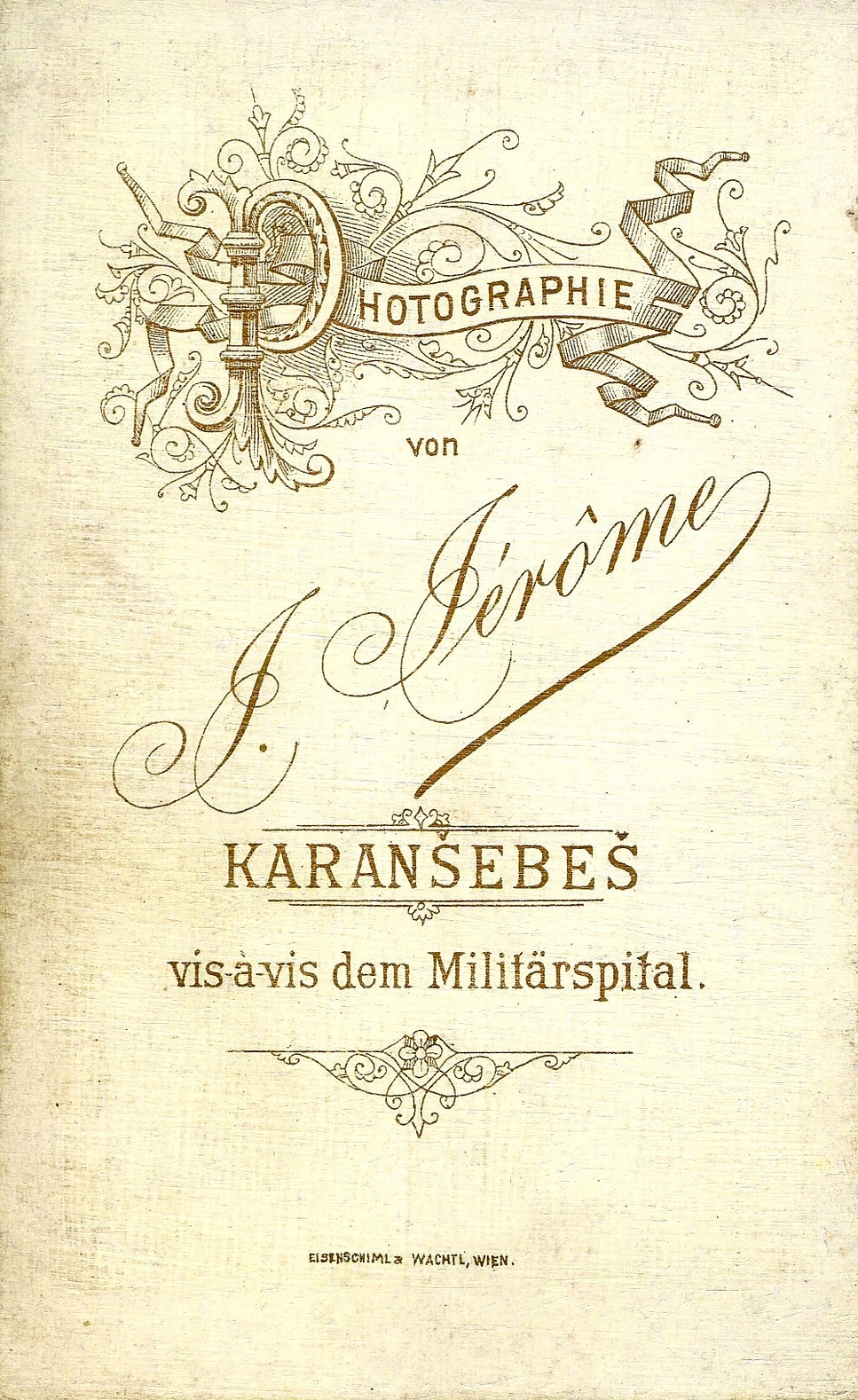 Romania,Transylvania, Caransebeș, J. Jérome fényképész. A felvétel 1880-ban készült., 1900, Mészöly Leonóra, studio, photographer, verso, Fortepan #90236