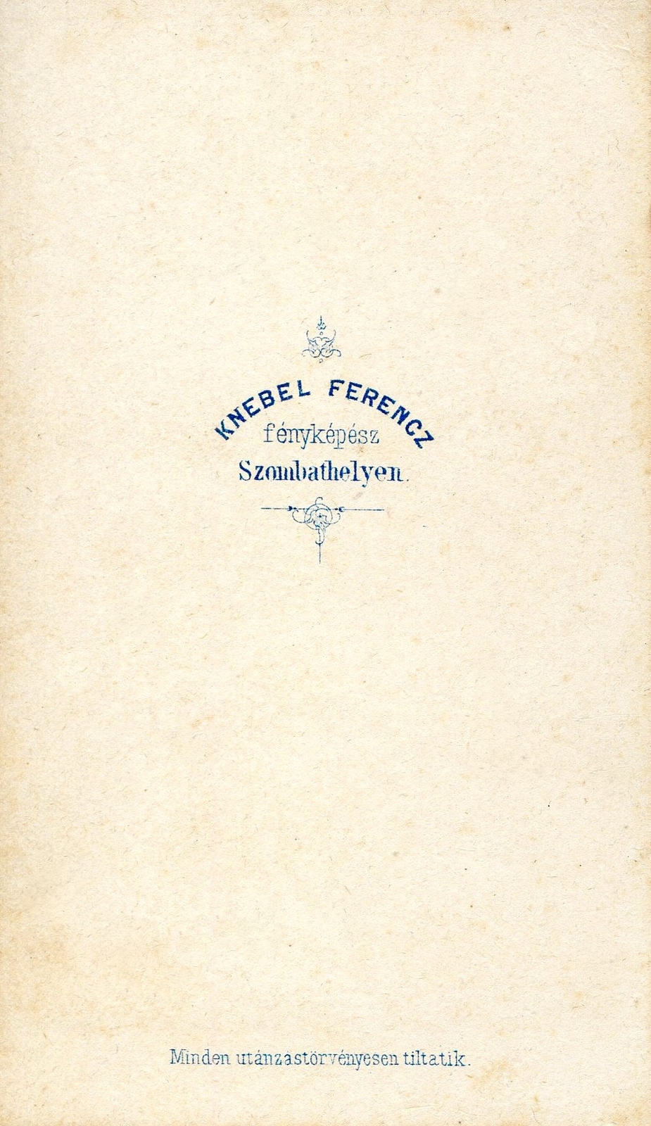 Magyarország, Szombathely, Knébel Ferenc fényképész. A felvétel 1860-ban készült., 1900, Mészöly Leonóra, műterem, fényképész, hátlap, Fortepan #90252