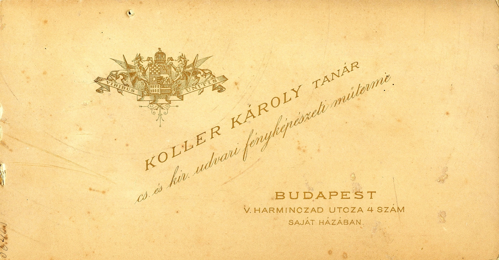 Hungary, Budapest V., Harmincad utca 4., Koller Károly tanár, fényképészeti műterme. A felvétel 1886-ban készült., 1900, Mészöly Leonóra, studio, photographer, verso, Budapest, Fortepan #90259