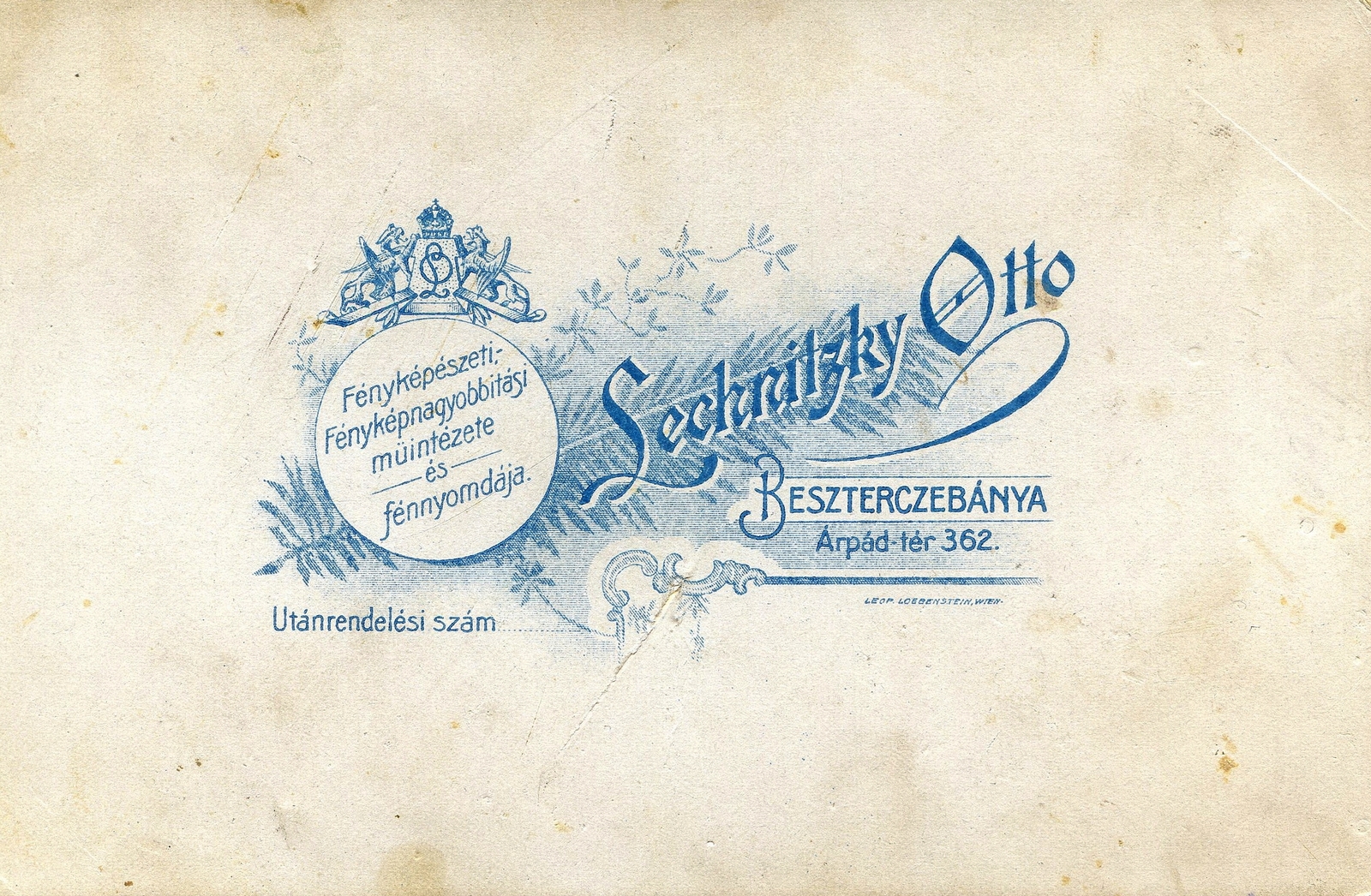 Slovakia, Banská Bystrica, Árpád tér 362., Lechnitzky Ottó fényképész., 1900, Mészöly Leonóra, studio, photographer, verso, Fortepan #90282