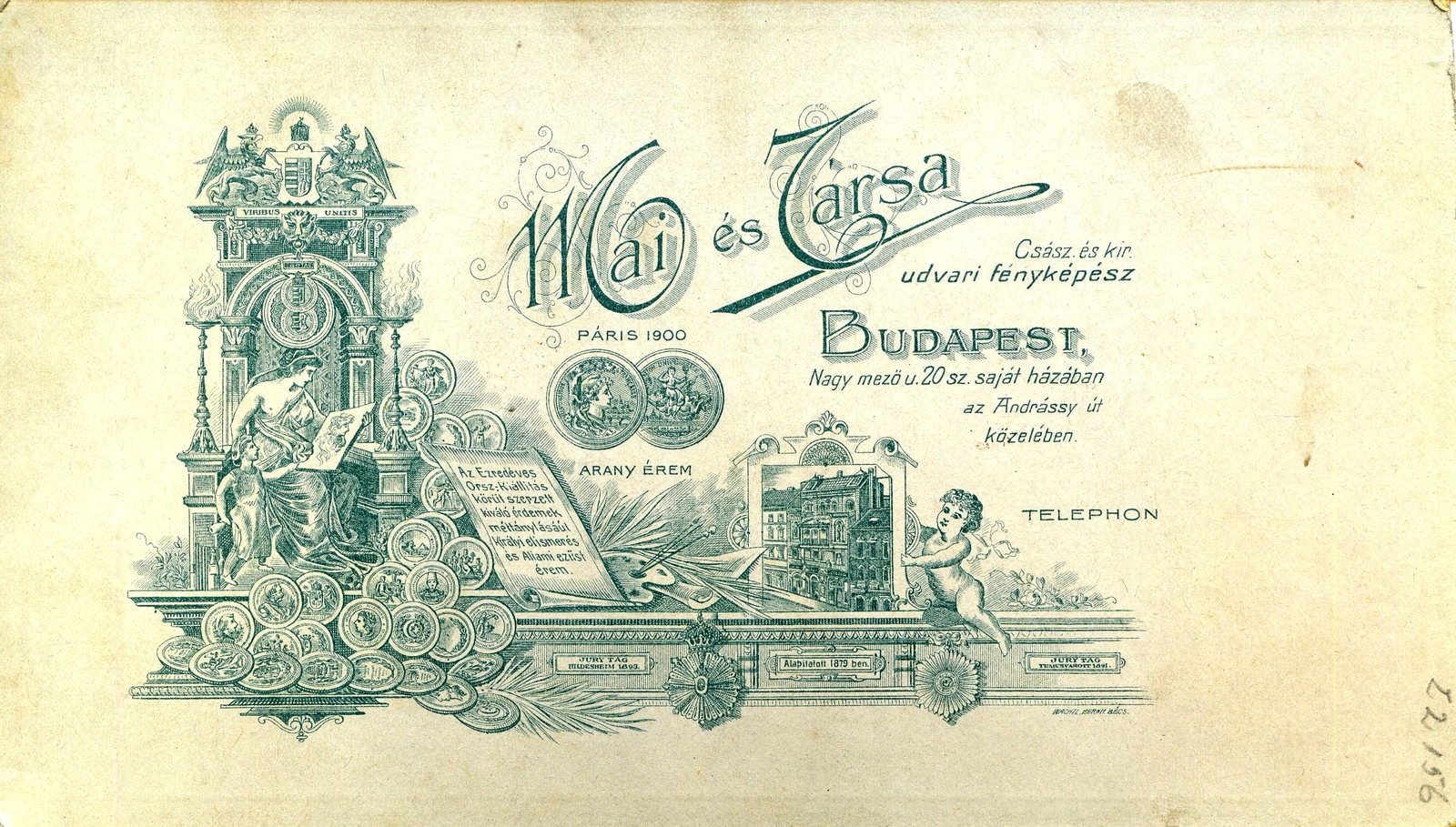 Hungary, Budapest VI., Nagymező utca 20., Mai Manó és Társa fényképész., 1900, Mészöly Leonóra, studio, photographer, verso, Budapest, Fortepan #90301