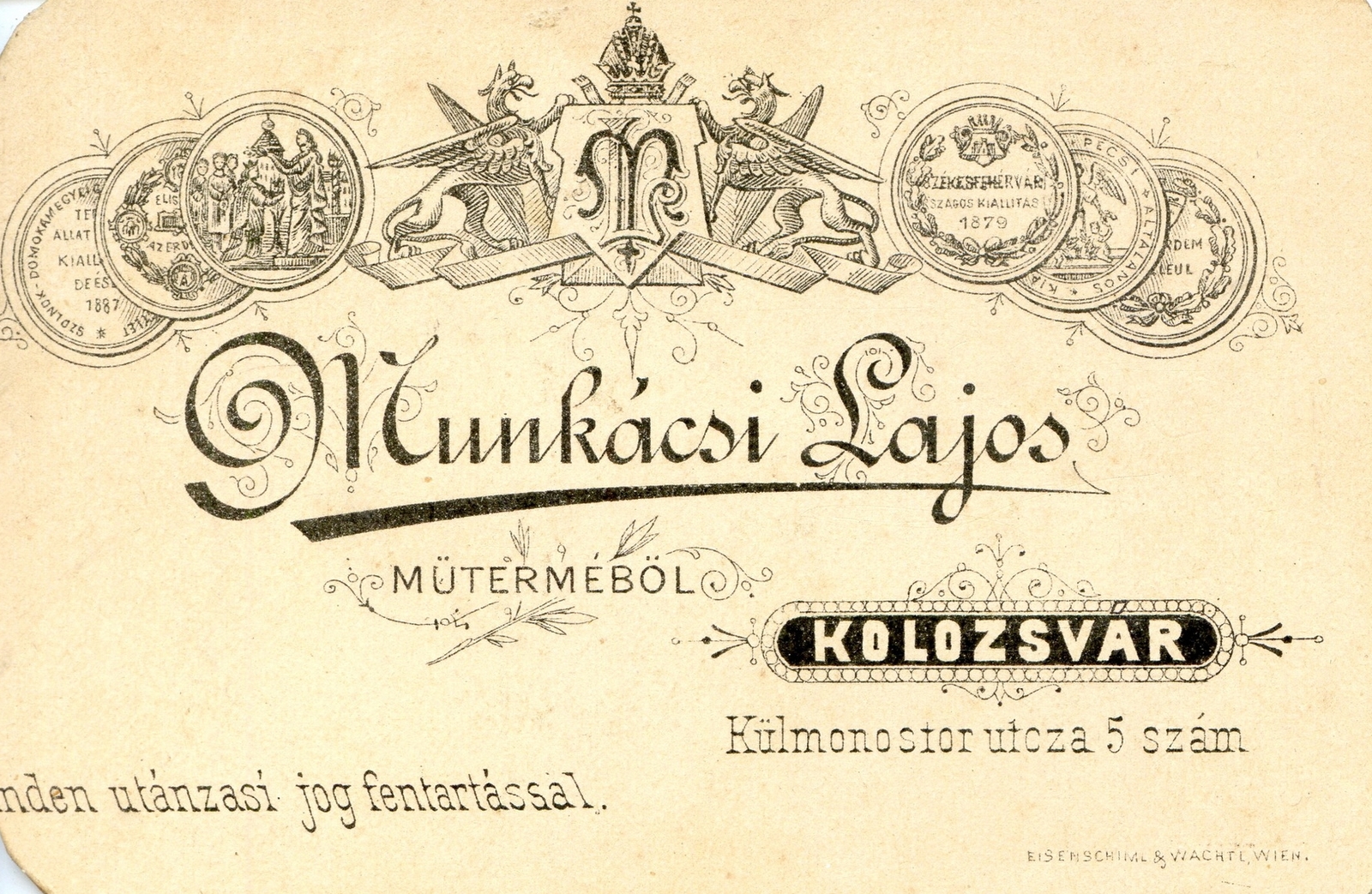 Romania,Transylvania, Cluj-Napoca, Külmonostor utca 5., Munkácsi Lajos műterme. A felvétel 1887-ben készült., 1900, Mészöly Leonóra, studio, photographer, verso, Fortepan #90312