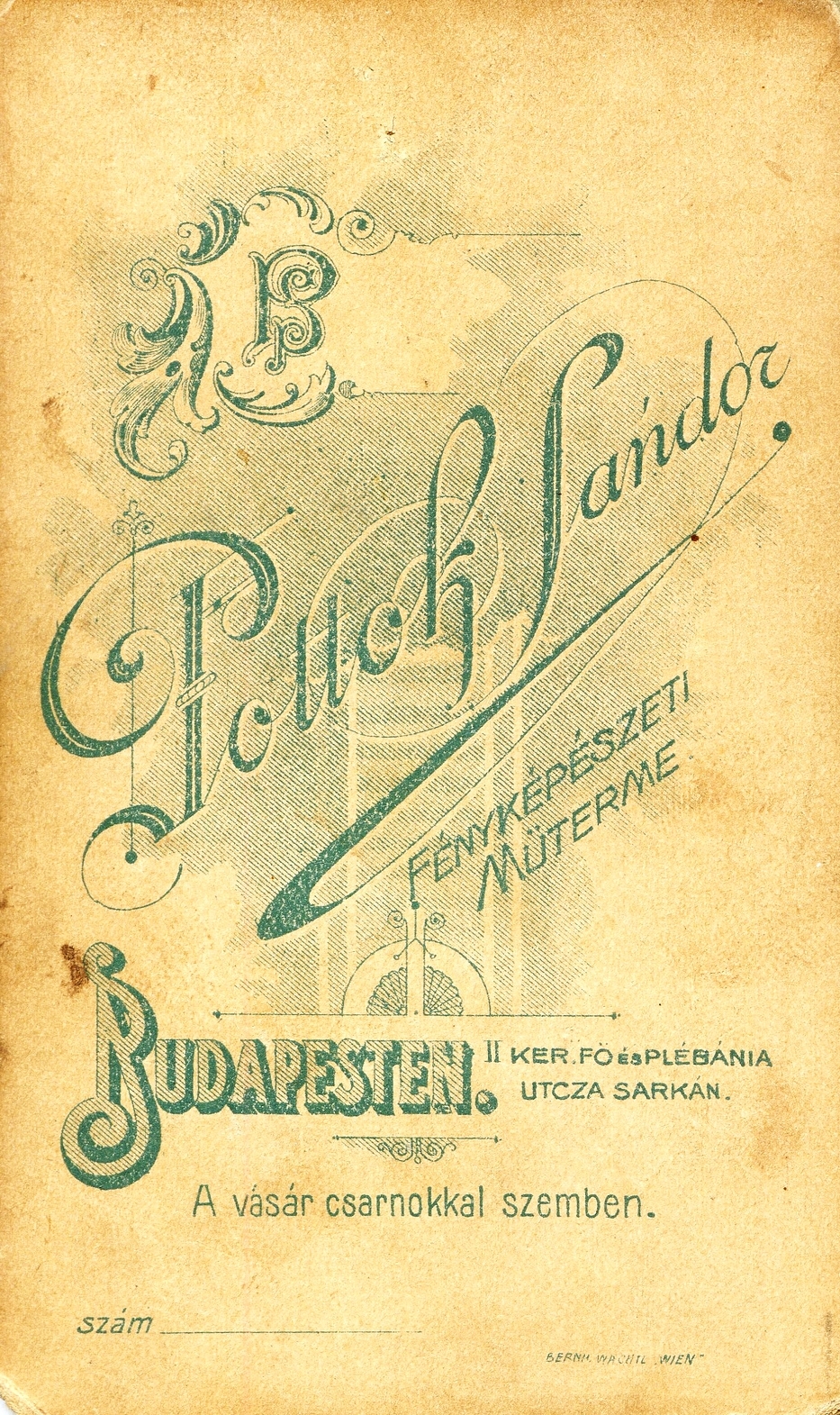 Hungary, Budapest I., Fő és Markovits Iván (Plébánia) utca sarok, Pottok Sándor fényképészeti műterme. A felvétel 1892-ben készült., 1900, Mészöly Leonóra, studio, photographer, verso, Budapest, Fortepan #90330