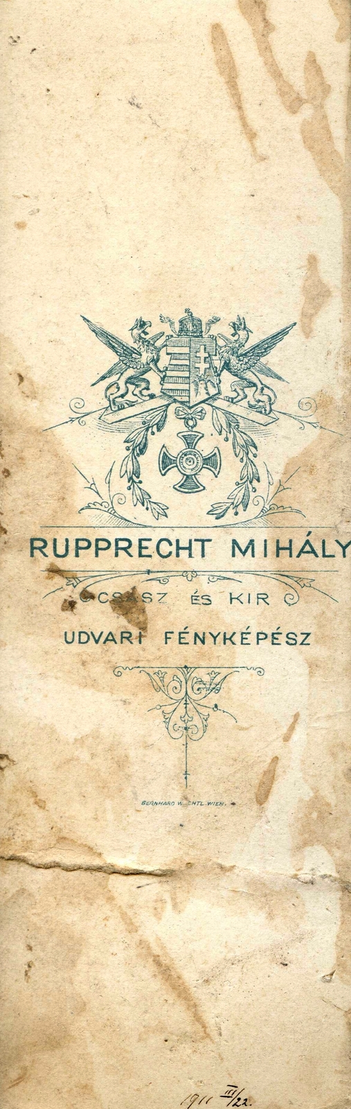 Hungary, Sopron, Rupprecht Mihály fényképész., 1911, Mészöly Leonóra, studio, photographer, verso, Fortepan #90352