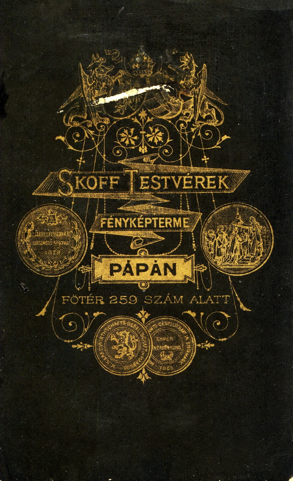 Hungary, Pápa, Fő tér 259., Skoff testvérek fényképterme. A felvétel 1880-ban készült., 1900, Mészöly Leonóra, studio, photographer, verso, Fortepan #90373