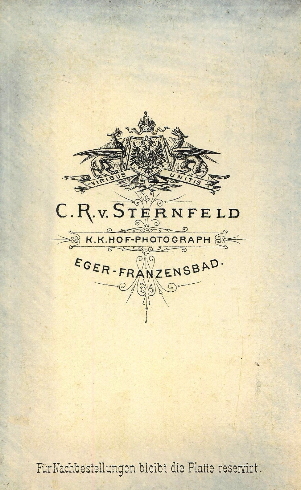 Magyarország, Eger, Sternfeld fényképész. A felvétel 1860-ban készült., 1900, Mészöly Leonóra, műterem, fényképész, hátlap, Fortepan #90379