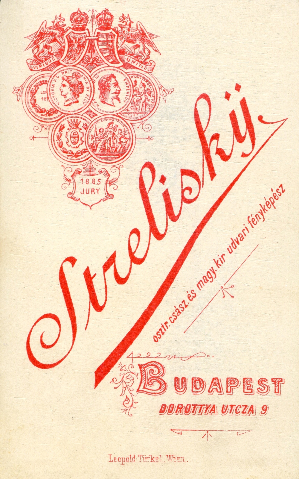 Magyarország, Budapest V., Dorottya utca 9., Streliskÿ fényképész. A felvétel 1885-ben készült., 1900, Mészöly Leonóra, műterem, fényképész, hátlap, Budapest, Fortepan #90383
