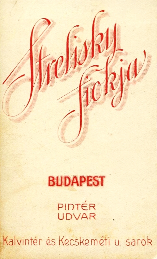 Magyarország, Budapest V., Kálvin tér és Kecskeméti utca sarok, Strelisky fényképész., 1910, Mészöly Leonóra, műterem, fényképész, hátlap, Budapest, Fortepan #90386