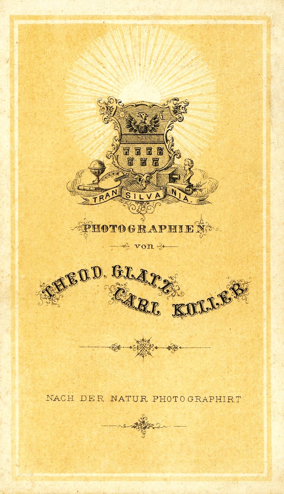 Románia,Erdély, Beszterce, Theodor Glatz és Carl Koller fényképészek. A felvétel 1862-ben készült., 1900, Mészöly Leonóra, műterem, fényképész, hátlap, Fortepan #90400