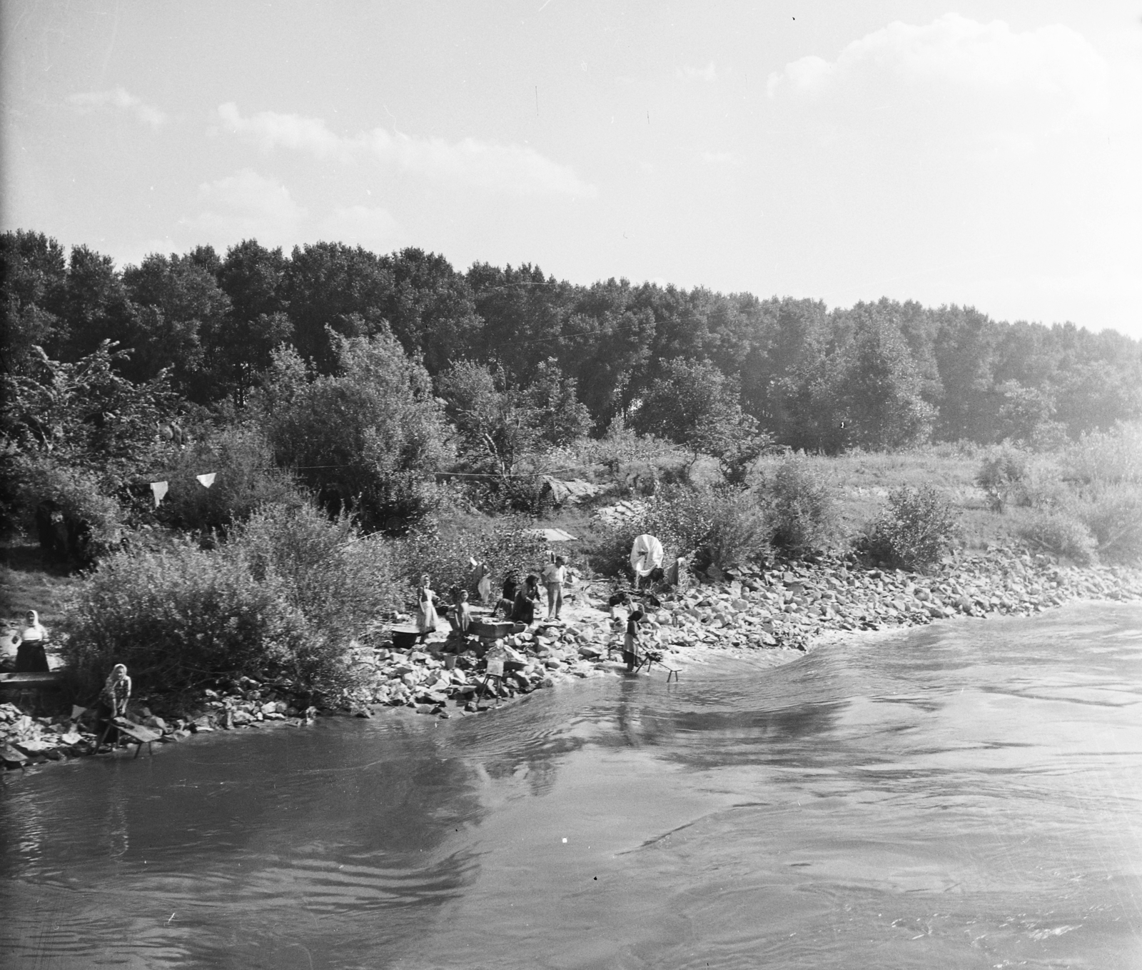 1955, UVATERV, egy dunai hajóút, washing, wave, Fortepan #91064