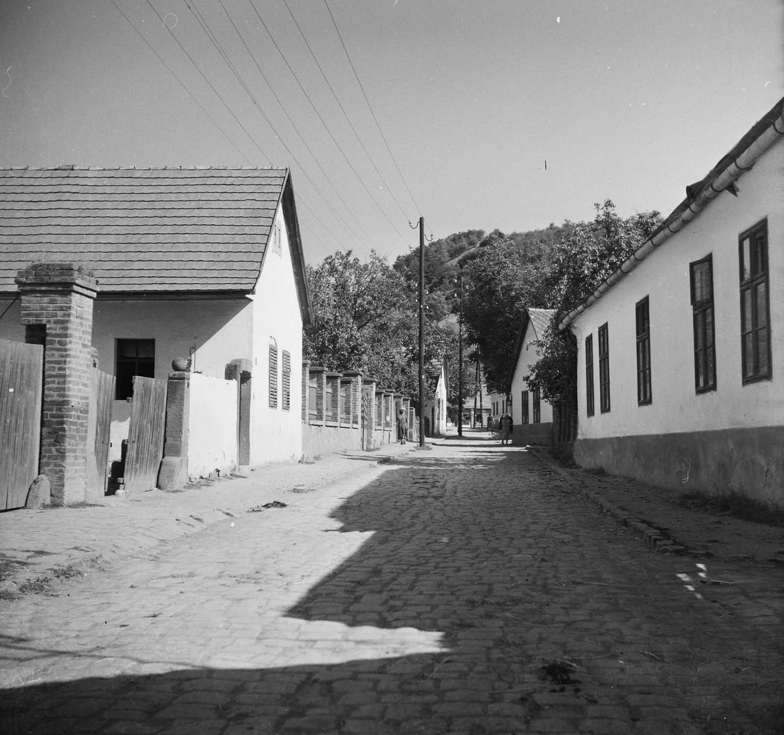 1955, UVATERV, egy dunai hajóút, utcakép, lakóház, Fortepan #91210