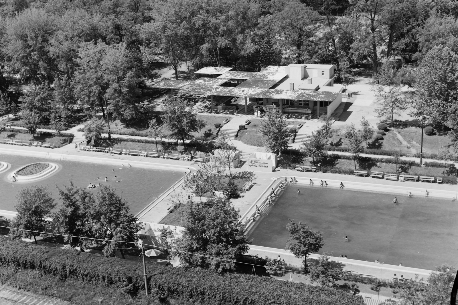 Hungary, Debrecen, Nagyerdei Strandfürdő., 1963, UVATERV, Fortepan #91328