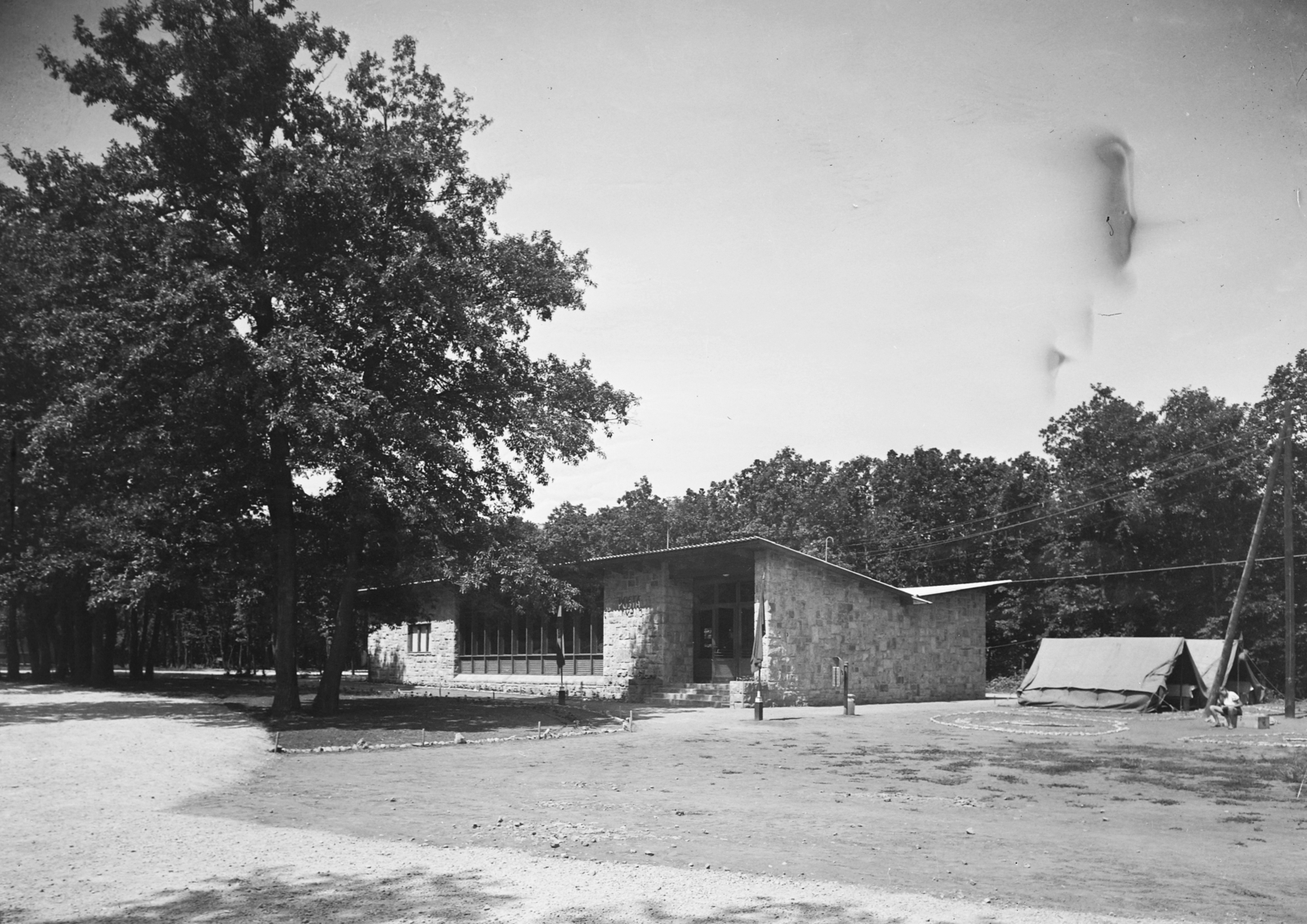 Hungary, Budapest XII., Csillebérci úttörőtábor, posta., 1950, UVATERV, Budapest, post office, Young Pioneer camp, Fortepan #91355