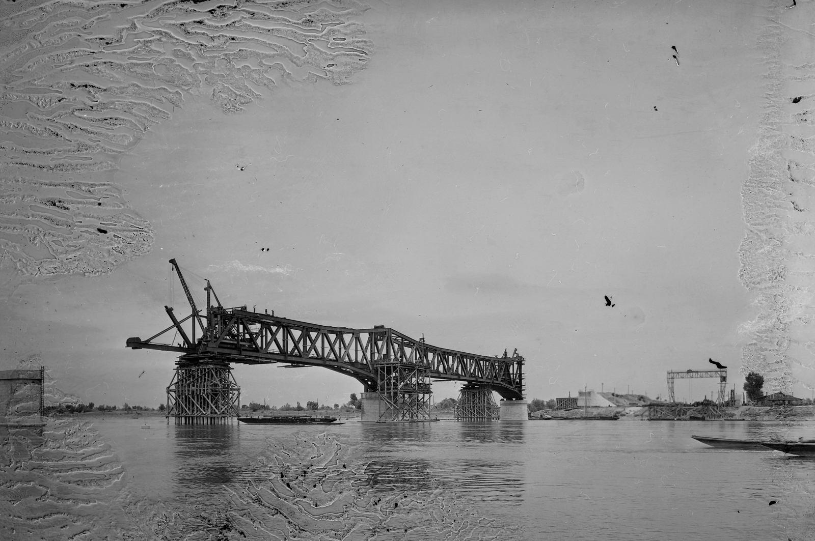 Hungary, Baja, a Türr István híd újjáépítése., 1950, UVATERV, wrecked bridge, bridge building, Duna-bridge, Fortepan #91364