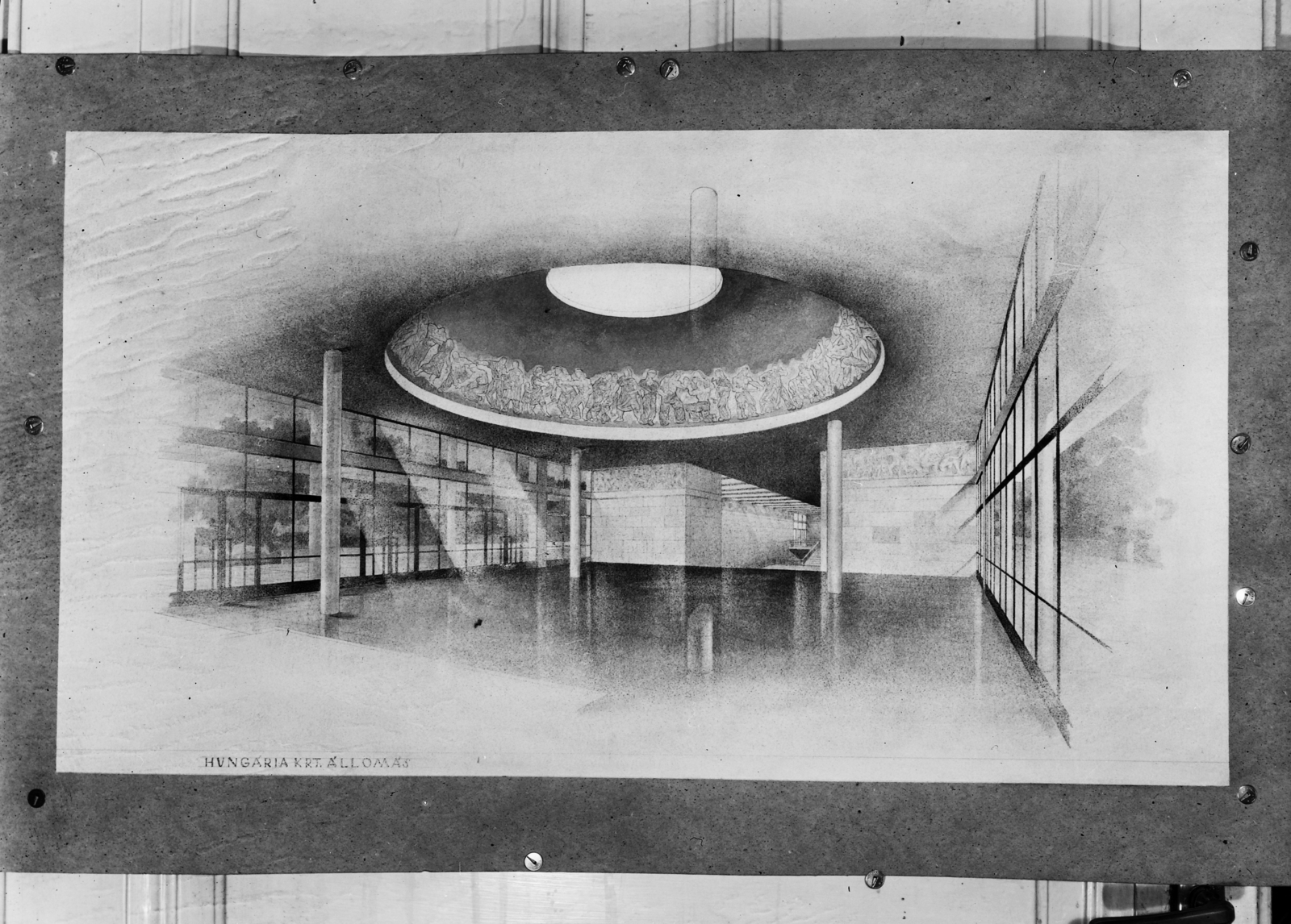 Hungary, Budapest, a metró és a gödöllői HÉV Hungária körúti, közös végállomásának terve., 1950, UVATERV, drawing, visualisation, Fortepan #91398