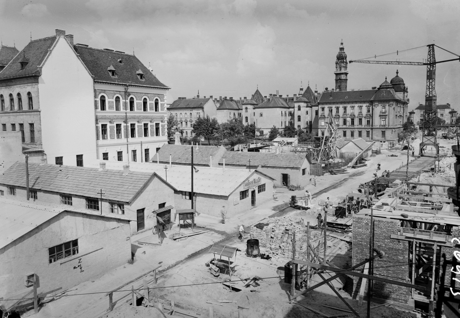 Hungary, Győr, a vasútállomás építkezése., 1955, UVATERV, construction, train station, Fortepan #91497
