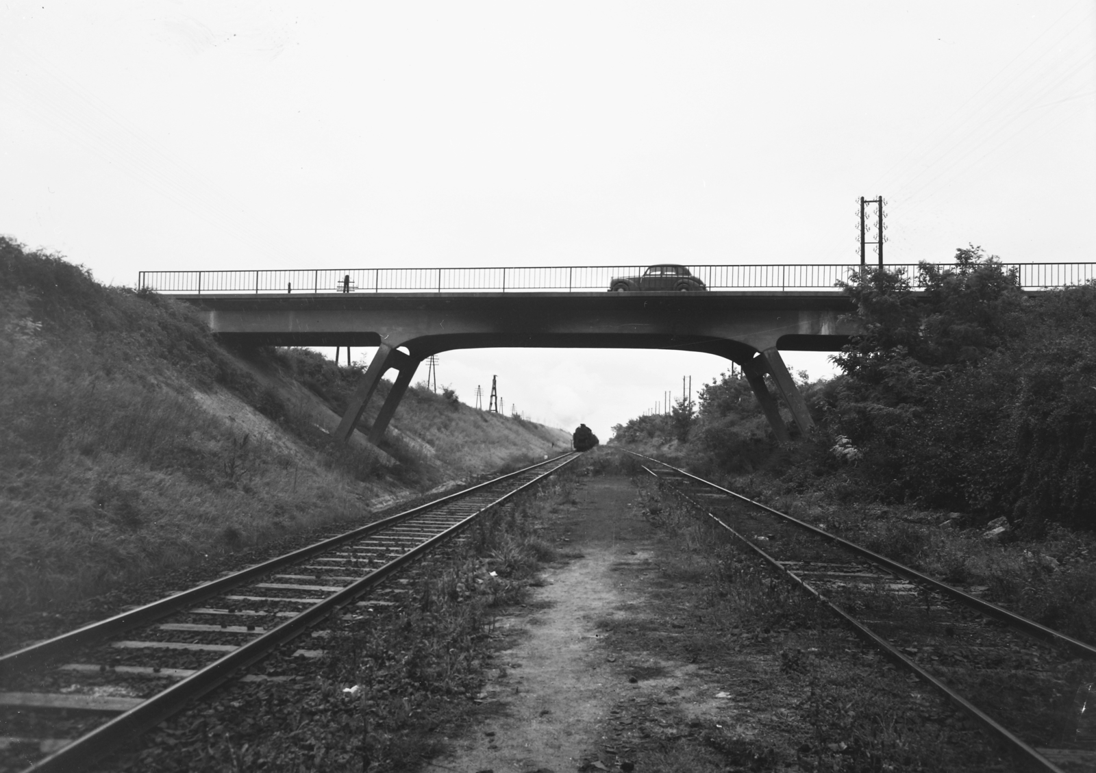 1955, UVATERV, railway, bridge, automobile, concrete bridge, Fortepan #91520