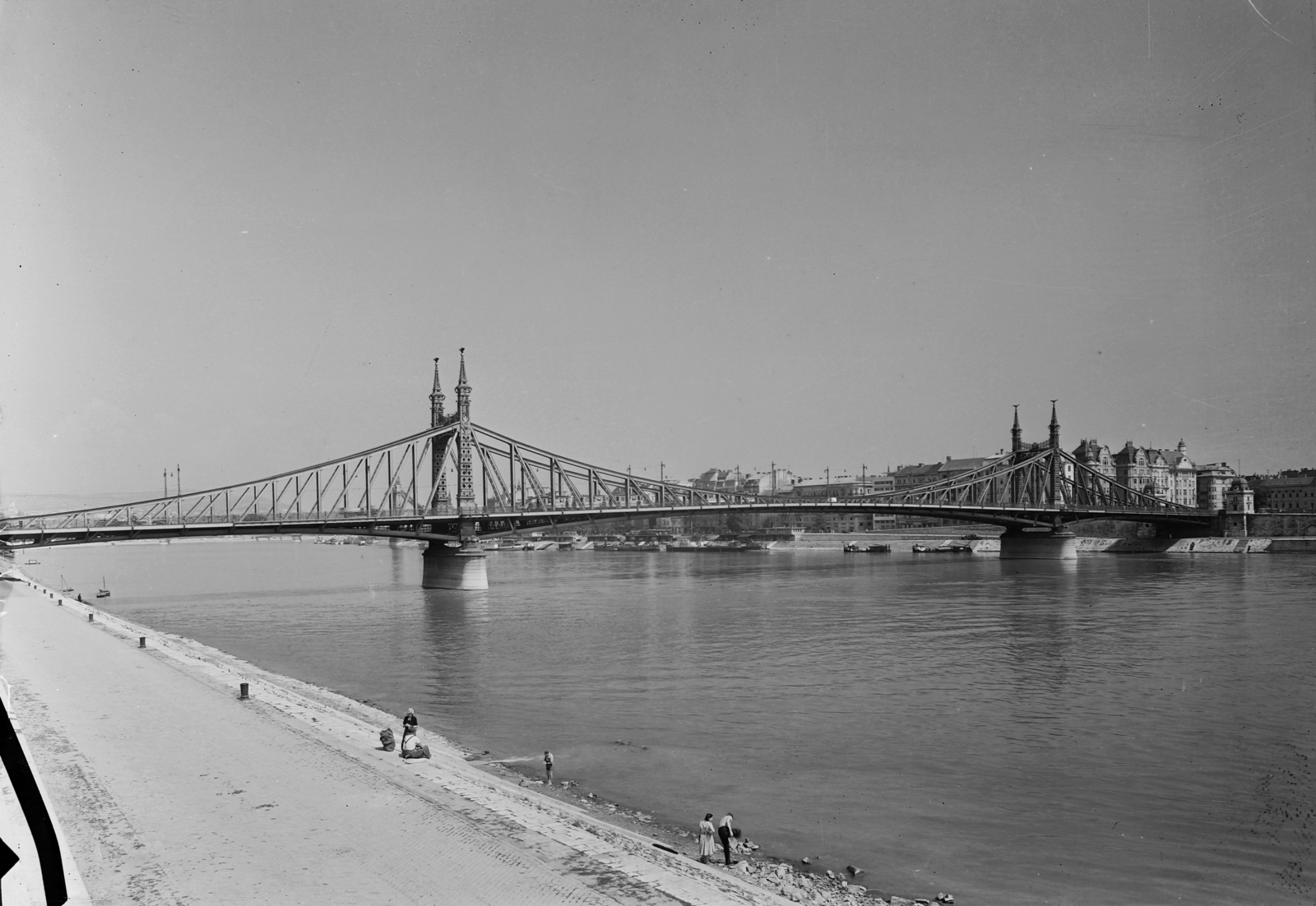 Hungary, Budapest XI., Szabadság híd a Műegyetem rakpartról nézve., 1952, UVATERV, Danube, Budapest, Duna-bridge, János Feketeházy-design, Fortepan #91586