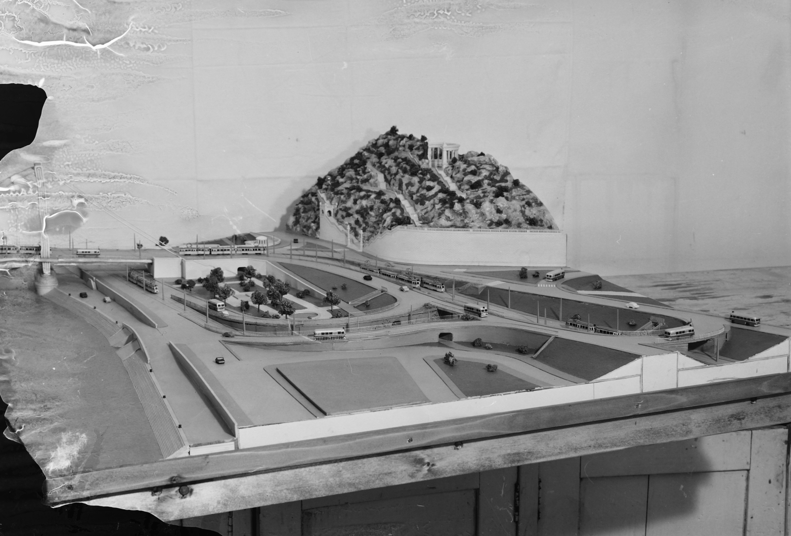 Hungary, Budapest, az Erzsébet híd budai hídfőjének makettje., 1960, UVATERV, model, Fortepan #91743
