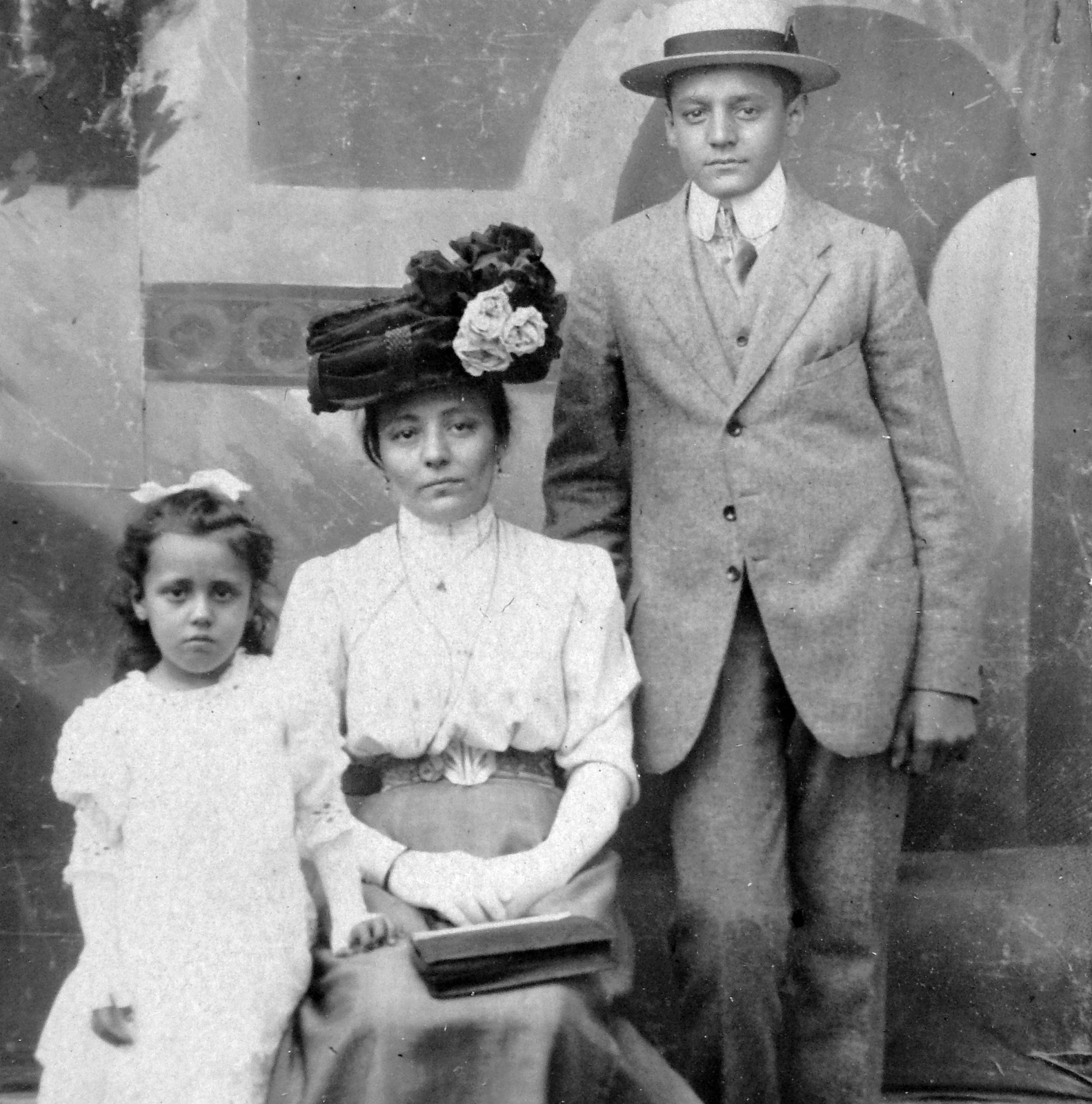 1913, Fortepan, hat, family, tableau, height chart, Fortepan #9178