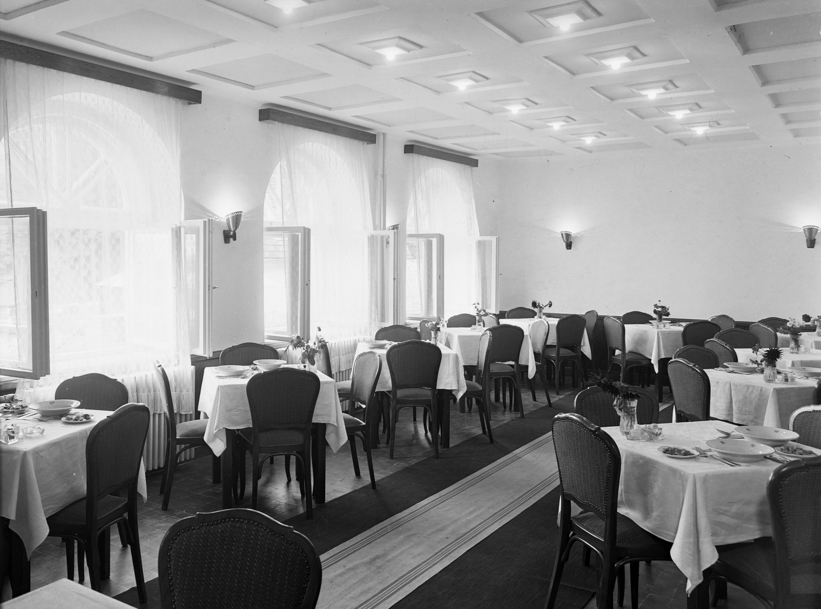 Hungary, Jósvafő, Tengerszem Szálló, étterem., 1958, UVATERV, interior, Fortepan #91915