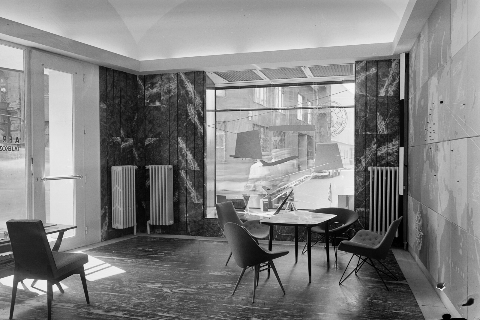 Magyarország, Budapest V., Kristóf tér, Aeroflot iroda., 1960, UVATERV, bútor, enteriőr, fűtőtest, modern design, Budapest, Fortepan #91948