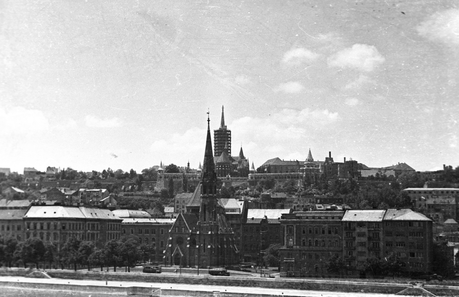 Magyarország, Budapest I., a Szilágyi Dezső tér és a budai Vár látképe Pest felől nézve., 1954, UVATERV, látkép, Budapest, Fortepan #92072