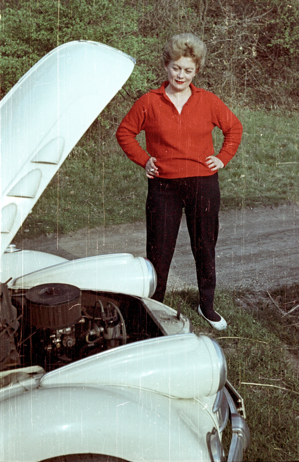 1960, Fortepan/Album001, colorful, cigarette, smoking, lady, girls'n'cars, Fortepan #92117