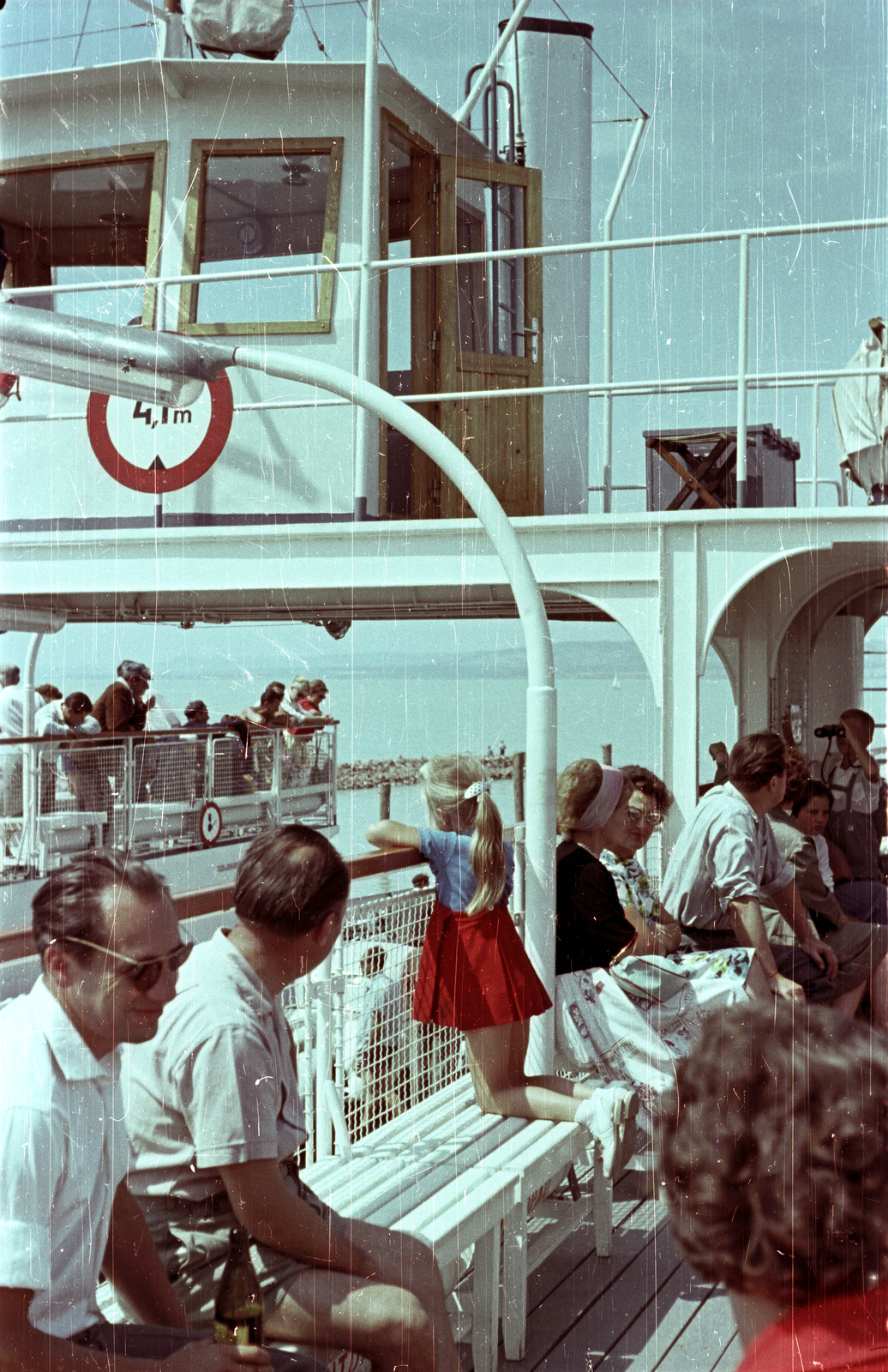 Hungary,Lake Balaton, Szántód, Komp II., 1961, Fortepan/Album001, colorful, ferry, passenger, Sándor Kisfaludy/Komp II. ferry, Fortepan #92131