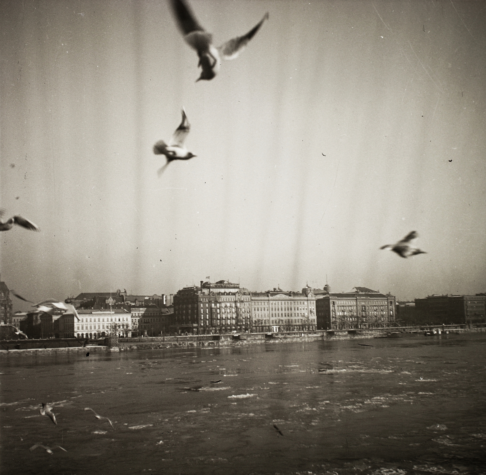 Magyarország, Budapest V., pesti Duna-part az Eötvös tér és a Vigadó tér között a Széchenyi Lánchídról nézve., 1939, Ebner, Duna, Budapest, Fortepan #92254