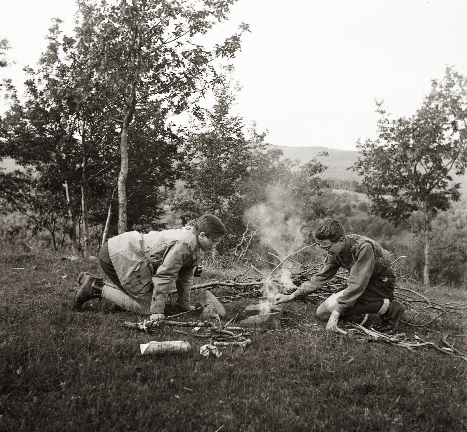 1940, Ebner, tábortűz, Fortepan #92334