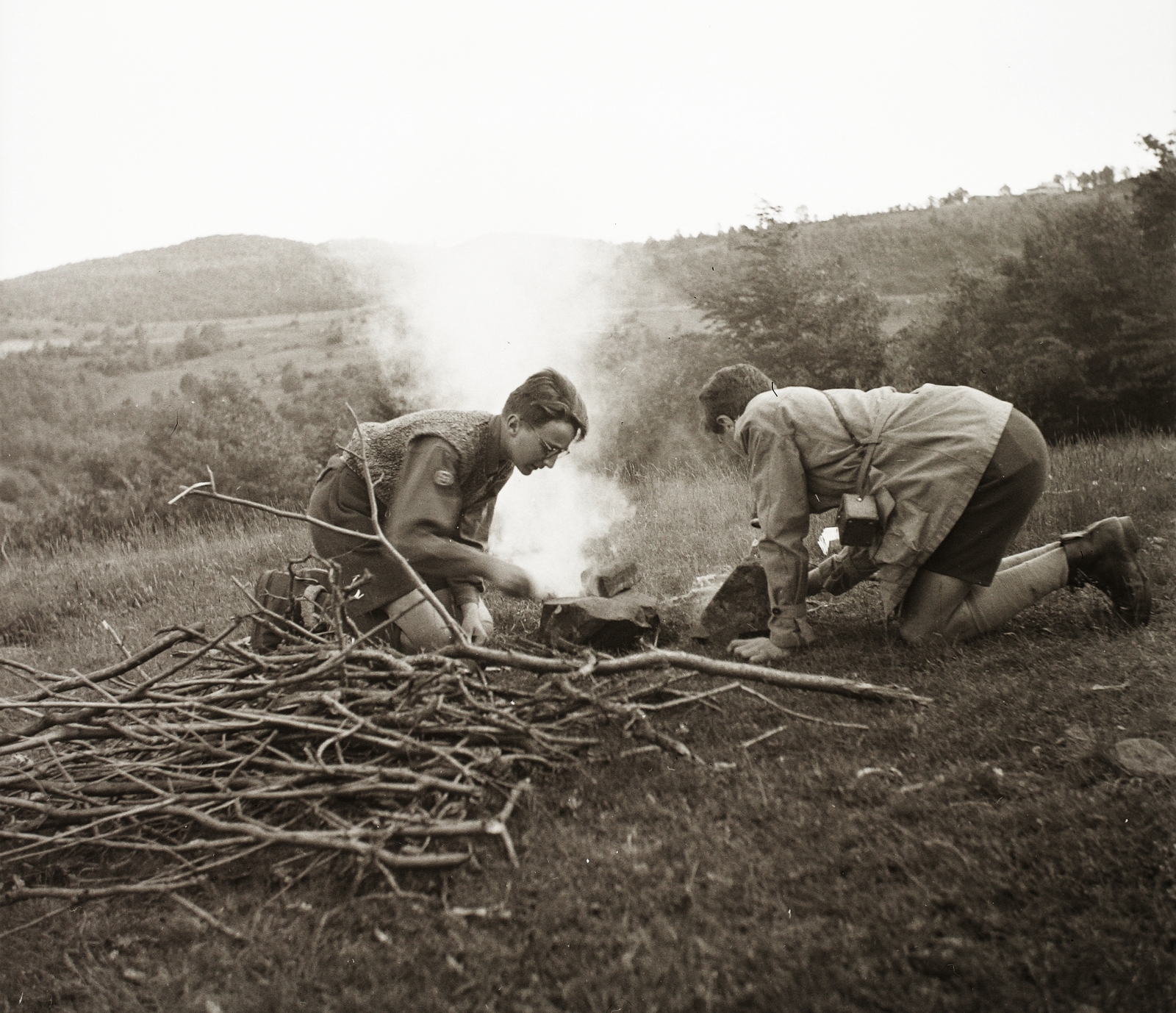 1940, Ebner, tábortűz, Fortepan #92340