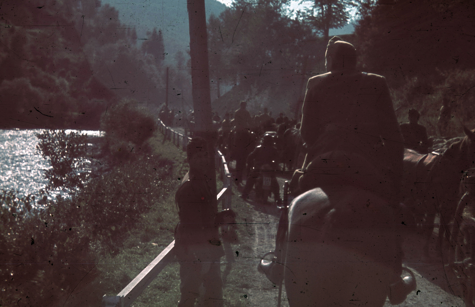 Romania,Transylvania, Észak-Erdély, a felvétel a magyar csapatok bevonulása idején készült., 1940, Fortepan, colorful, motorcycle, sword, rider, Fortepan #92560